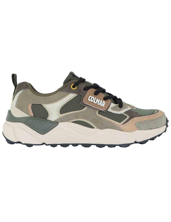 Sneakers uomo in pelle e tessuto verde con suola alta GARNER GROUNDS 067 Colmar 