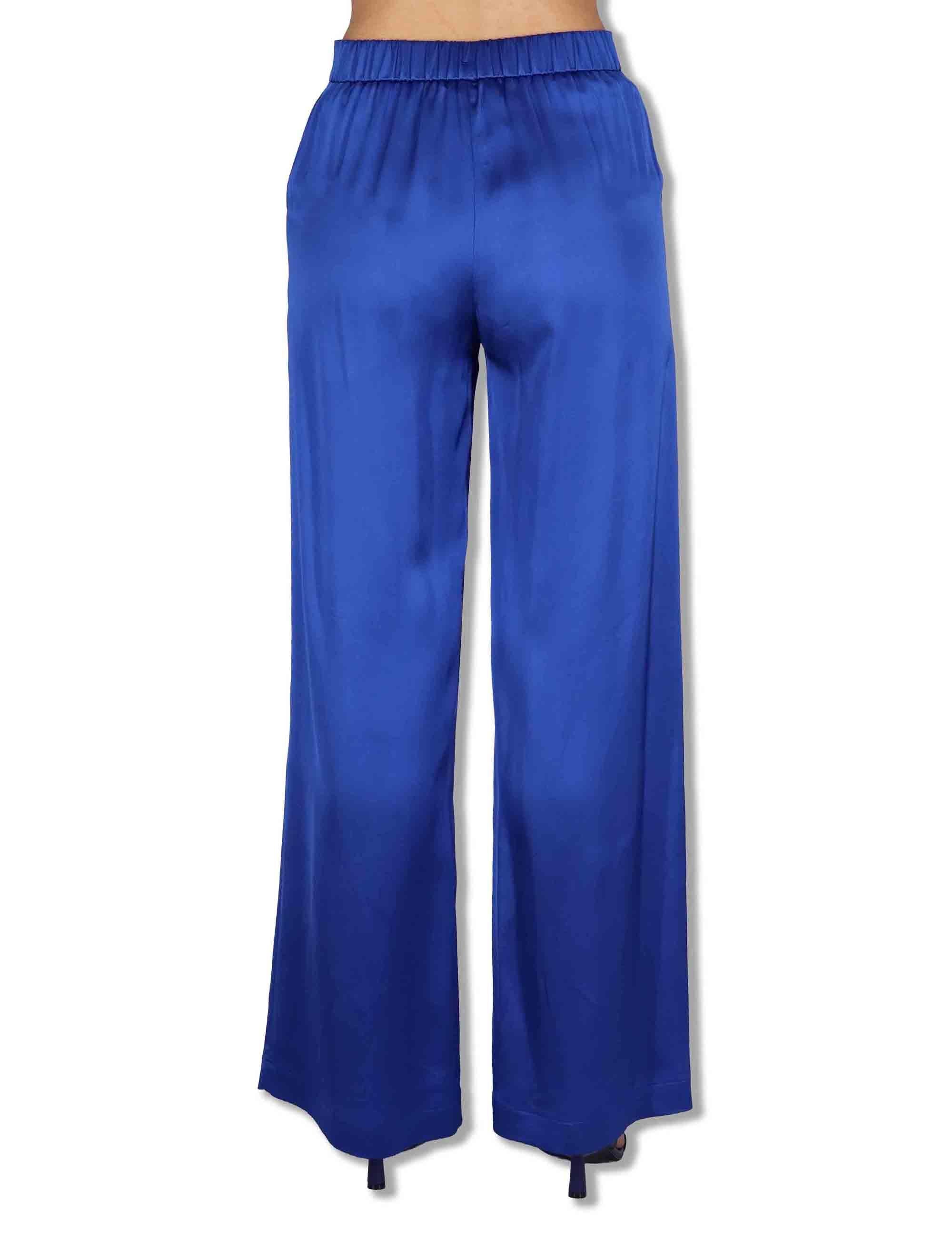 Pantaloni donna Shiny Cady in viscosa blu con gamba larga JH807550631 80059 Maliparmi 