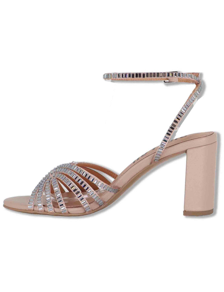 Sandali donna in pelle nude con strass tacco alto e cinturino alla caviglia Serabi 563Z75VK 47-NUDE Bibi Lou 