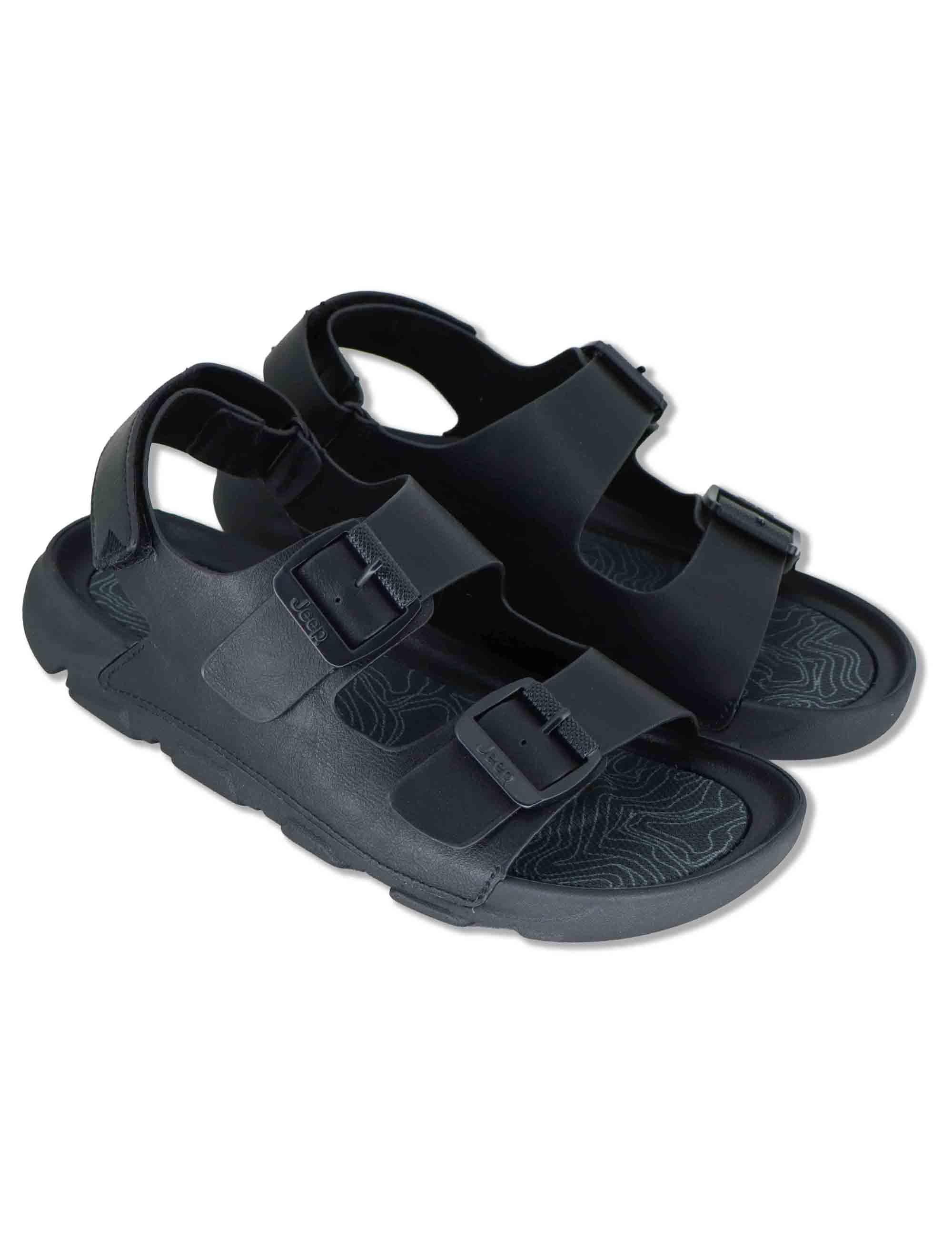 Sandali uomo Dayrona in eco pelle nera con fasce regolabili e cinturino posteriore JM61121A 062 Jeep 
