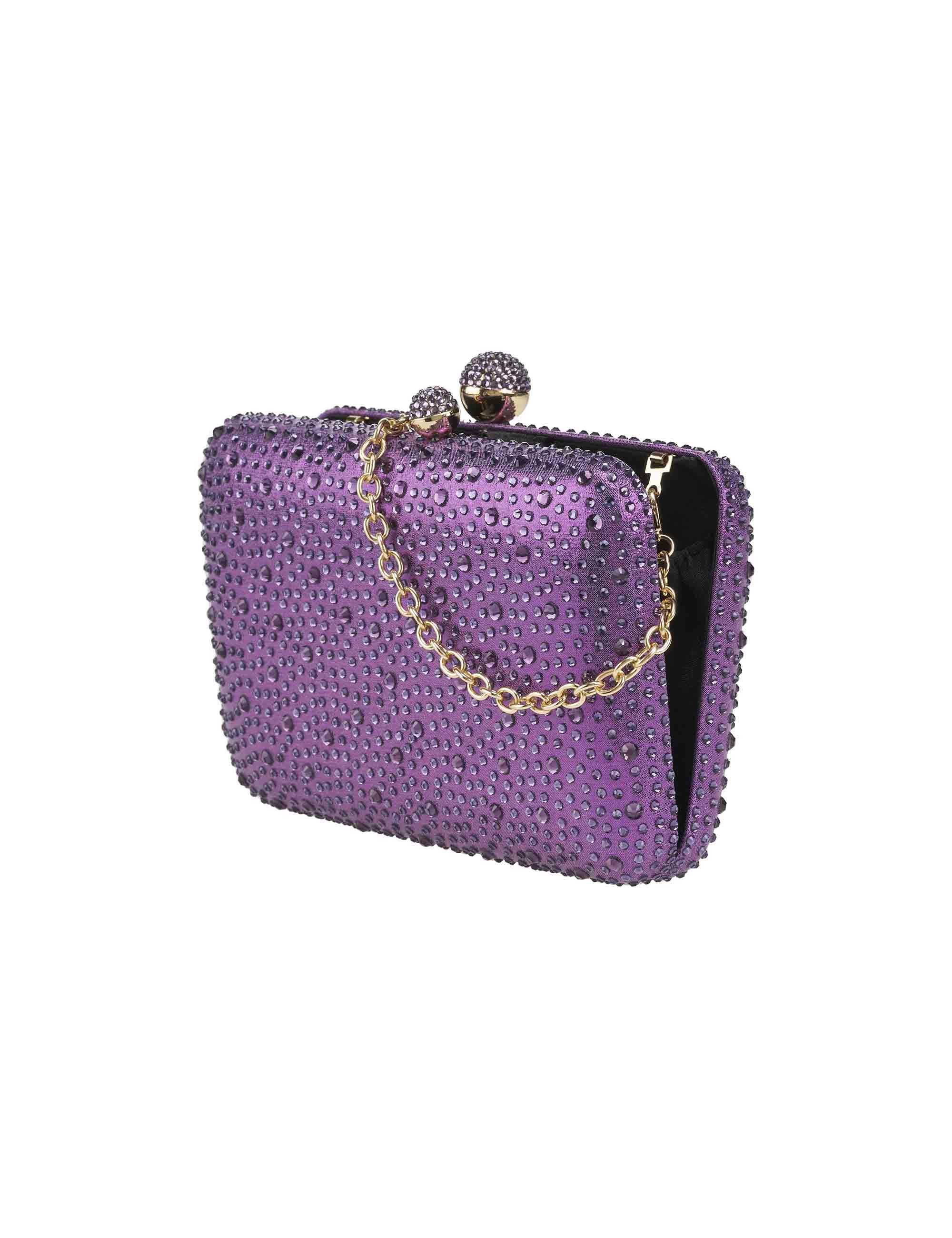 Borse donna in strass viola con tracolla ACD046 AMETISTA Anna Cecere 