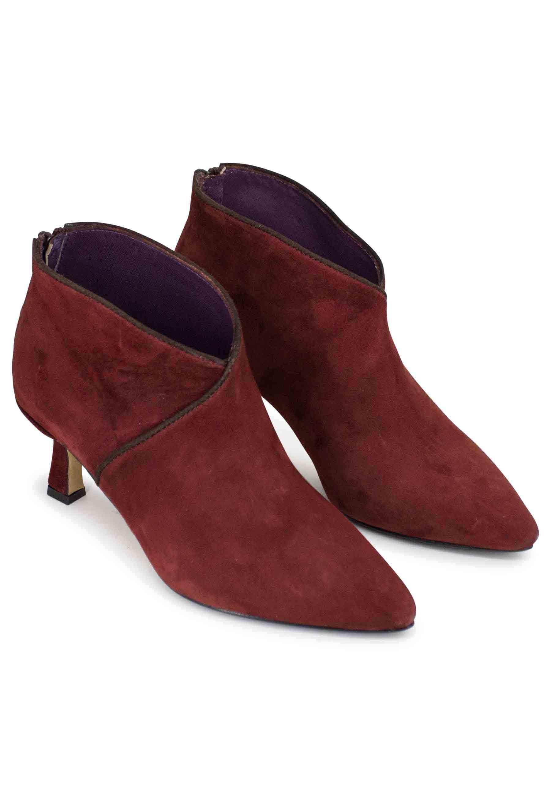 Stivaletti donna in camoscio marrone con zip posteriore TR1662/RT 38 L'Arianna 