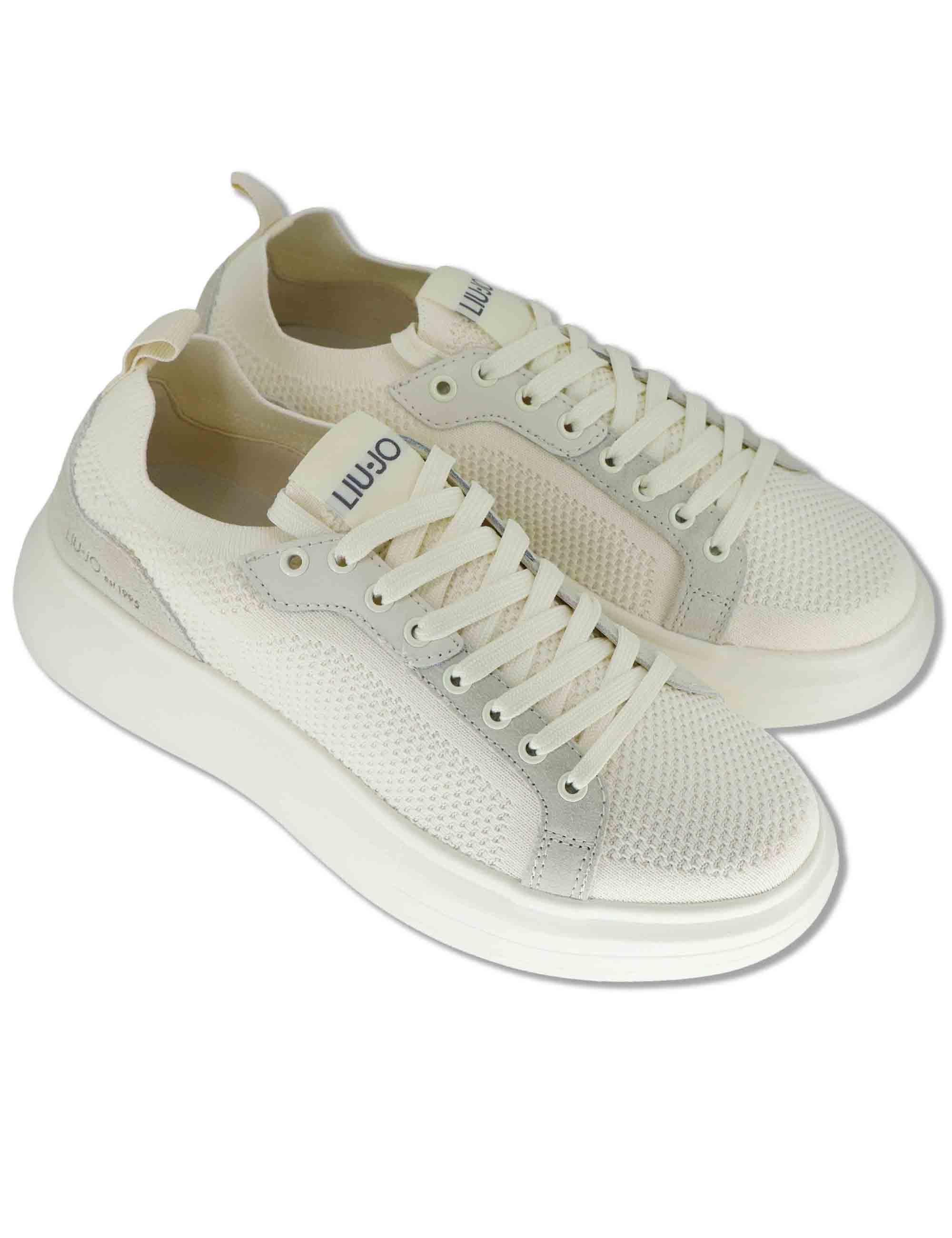 Sneakers uomo in tessuto off white con suola alta in gomma BIG 06 MILK Liu-Jo 