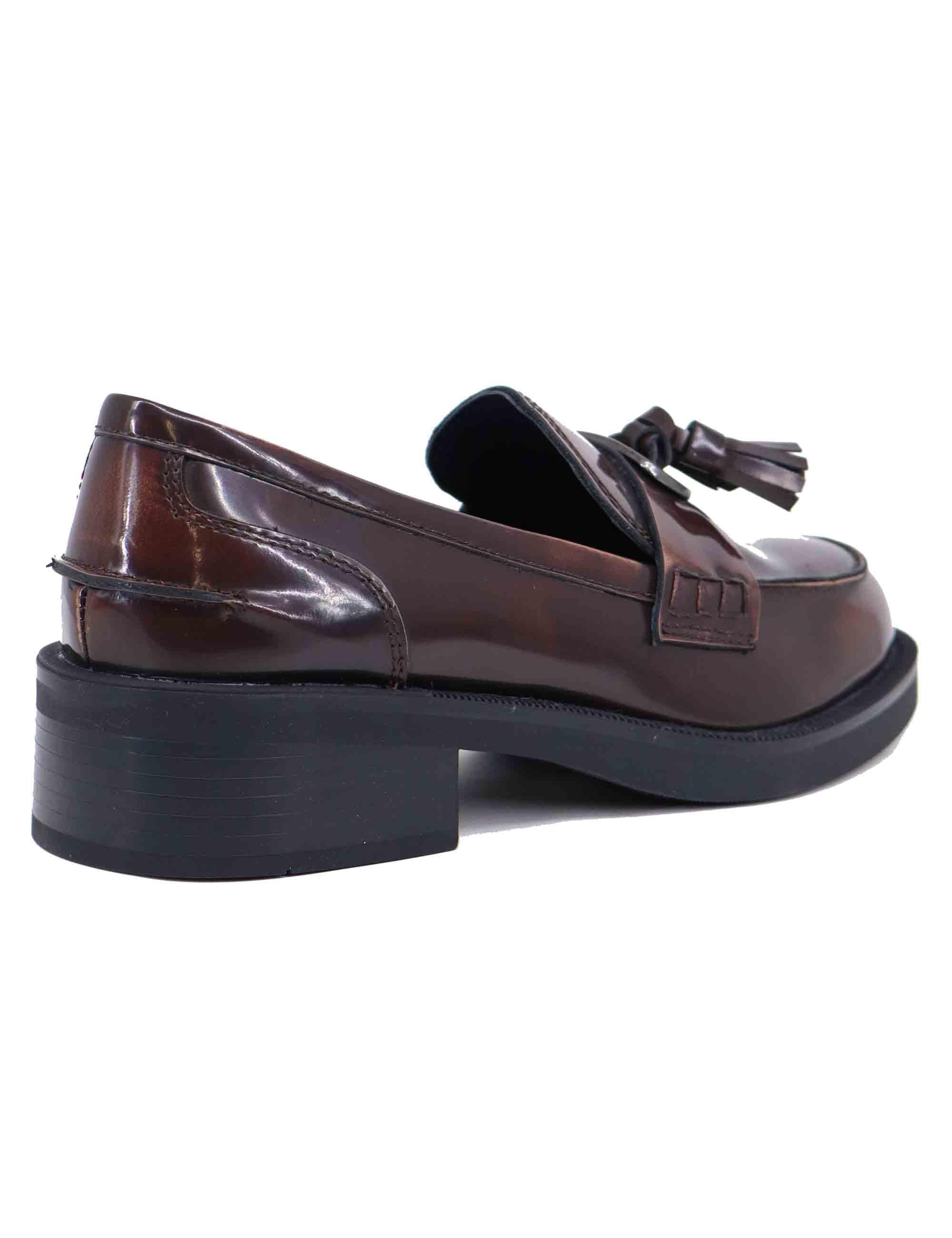 Mocassini donna in pelle marrone tacco basso e punta tonda BI3601X 014 Bruno Premi 