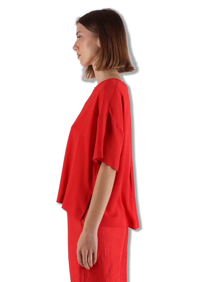 Camicie donna Fluid Crepe in misto seta corallo maniche a 3/4 JM440050672 31013 Maliparmi 