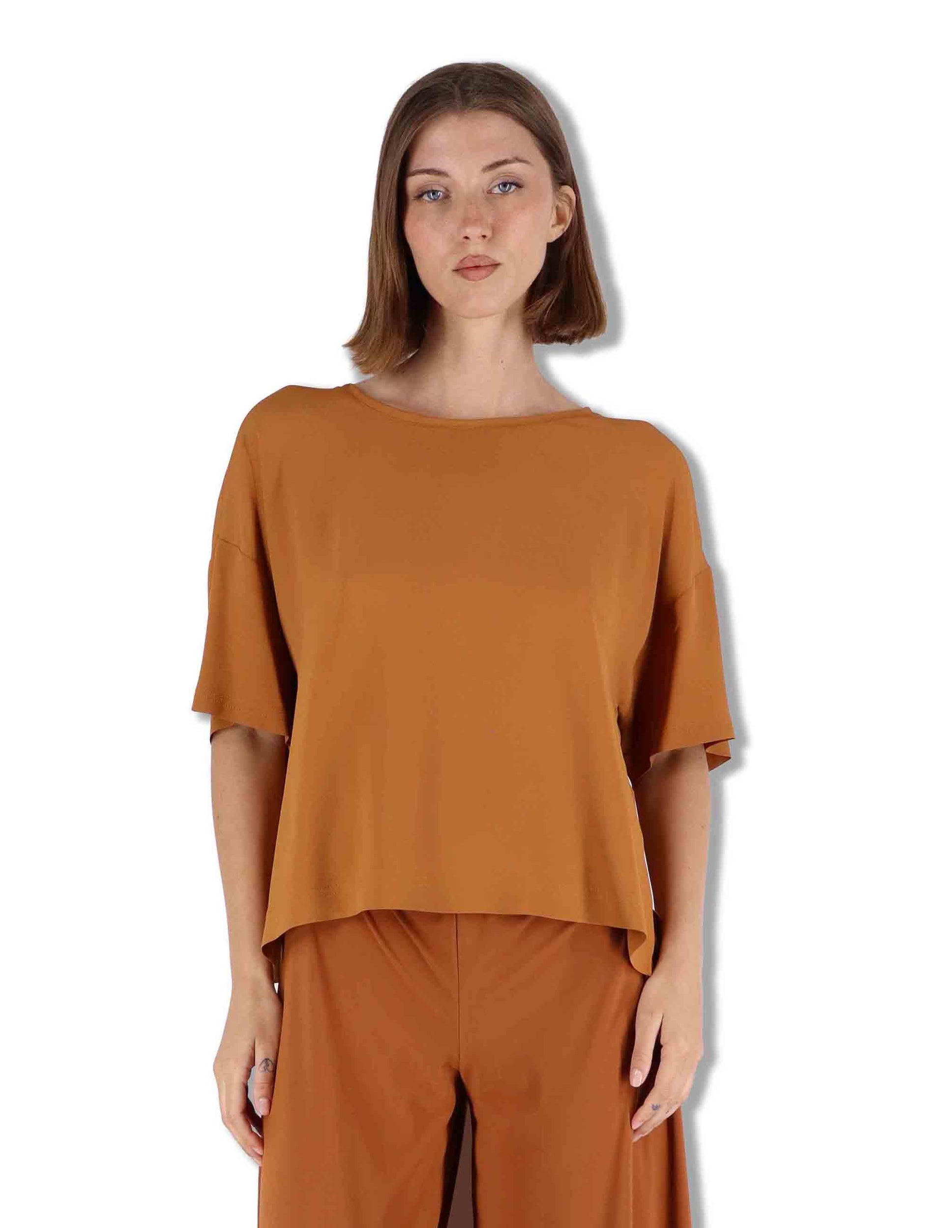 Camicie donna Fluid Crepe in misto seta ambra maniche a 3/4 JM440050672 70004 Maliparmi 