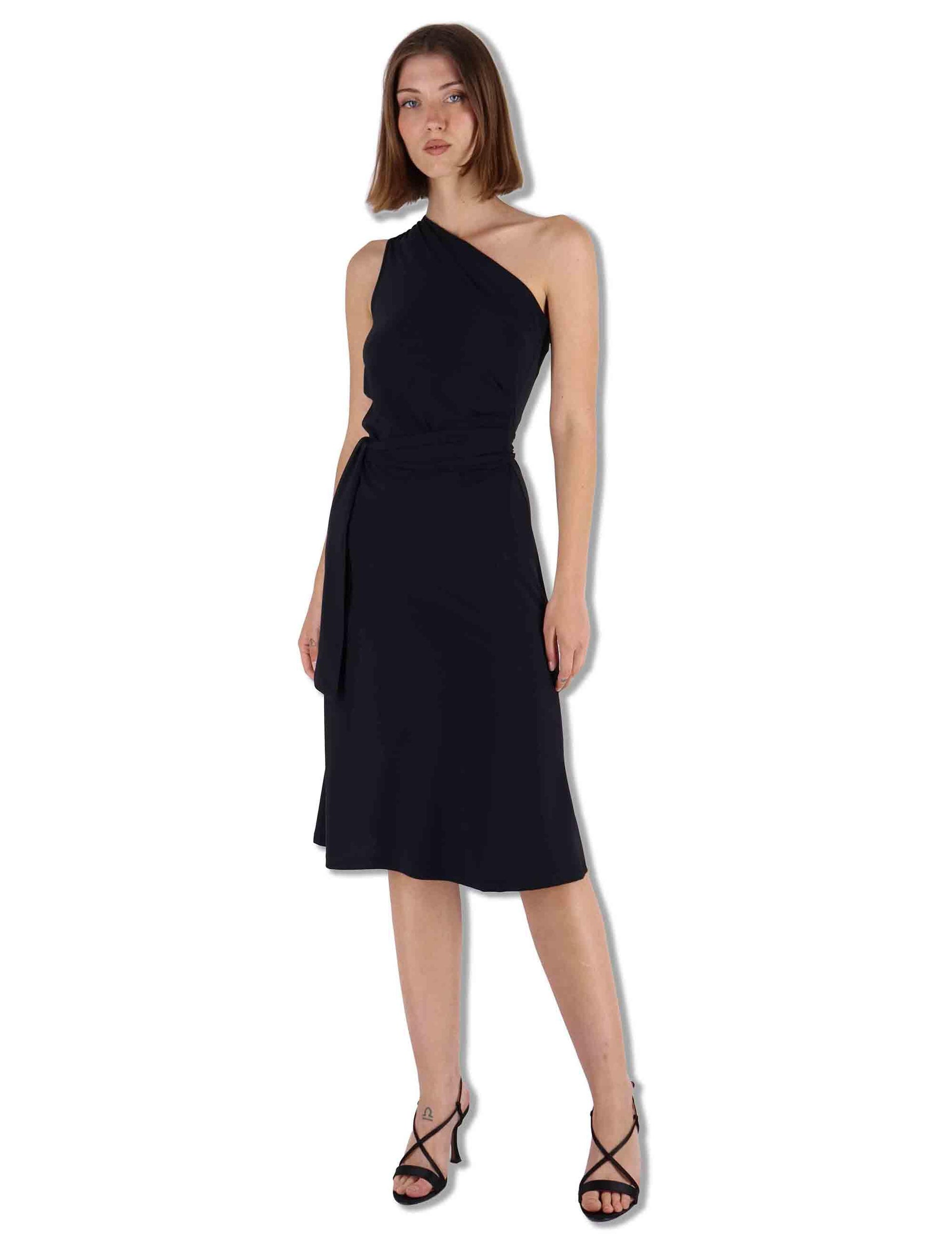 Abiti donna Soft in jersey nero monospalla con fusciacca JF671570210 20000 Maliparmi 