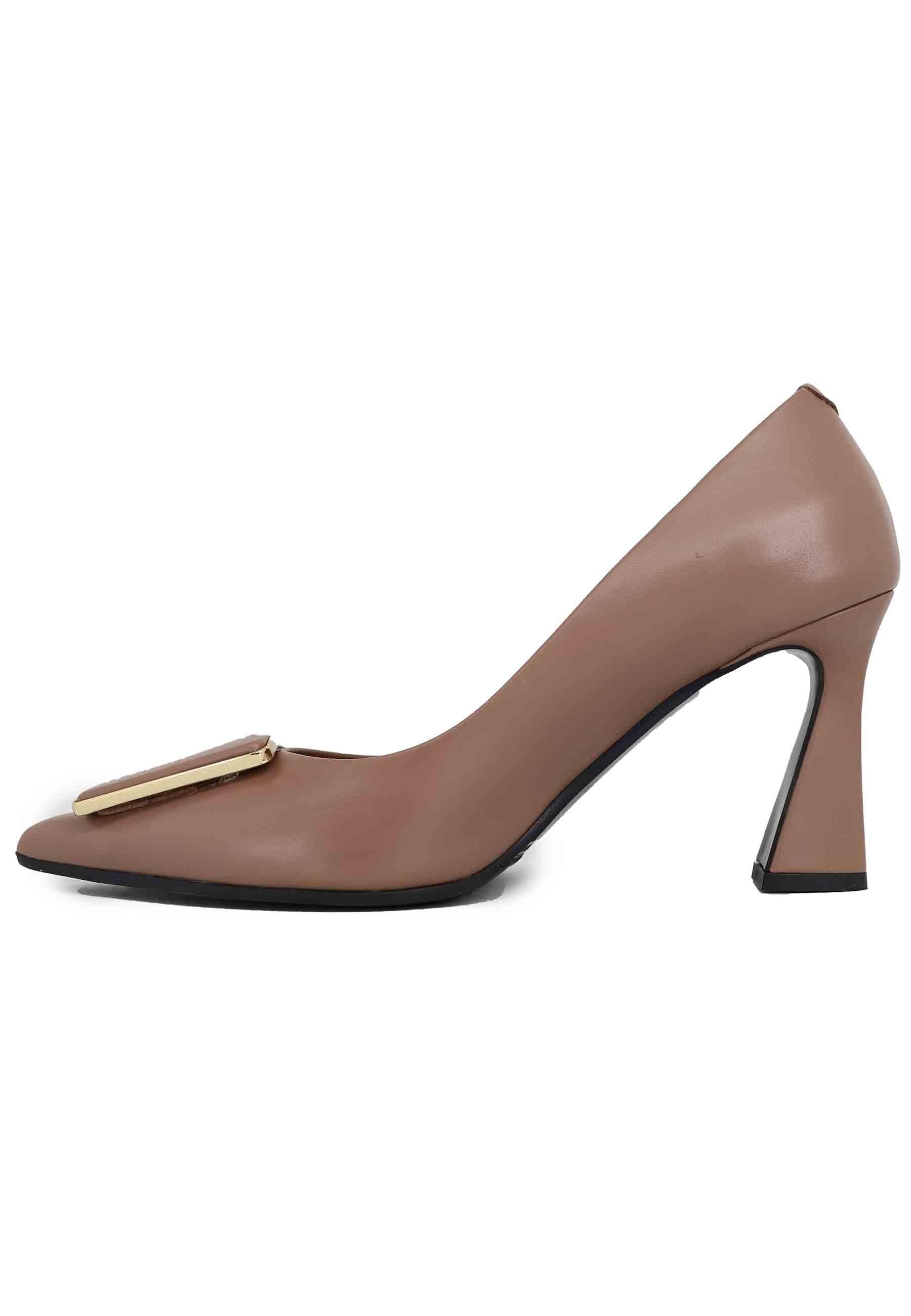 Decollete donna in pelle cuoio naturale con tacco alto e fibbia SP8124 012 Spatarella 