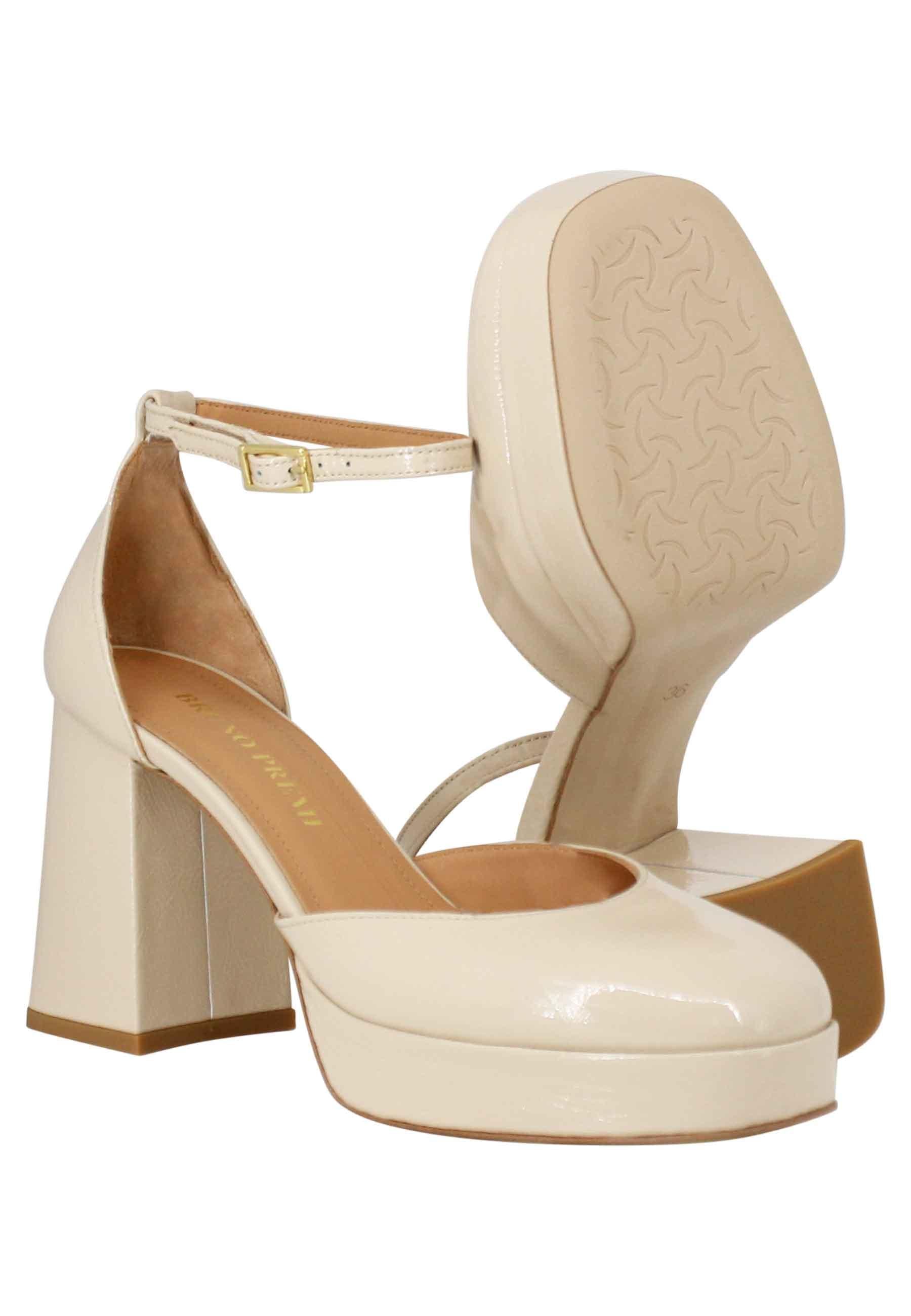 Decollete donna in vernice cipria con tacco alto e plateau BF2001X 301 Bruno Premi 