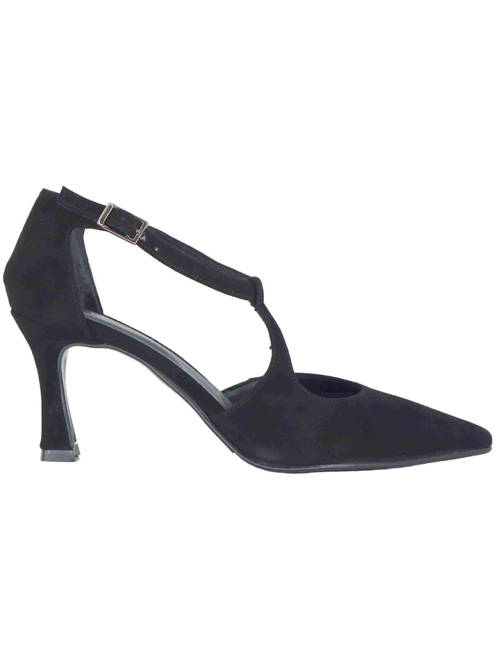 Decollete donna Mary Jane in camoscio nero con cinturino obliquo tacco alto A102 001 Tattoo 