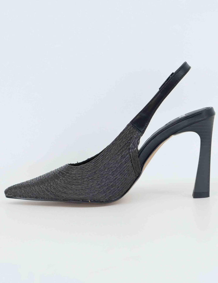 Slingback donna in rafia nera con tacco alto U47009005H23 908 Exe 