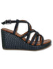 Slingback in pelle intrecciata nera con zeppa alta Donna WD319R29 500007