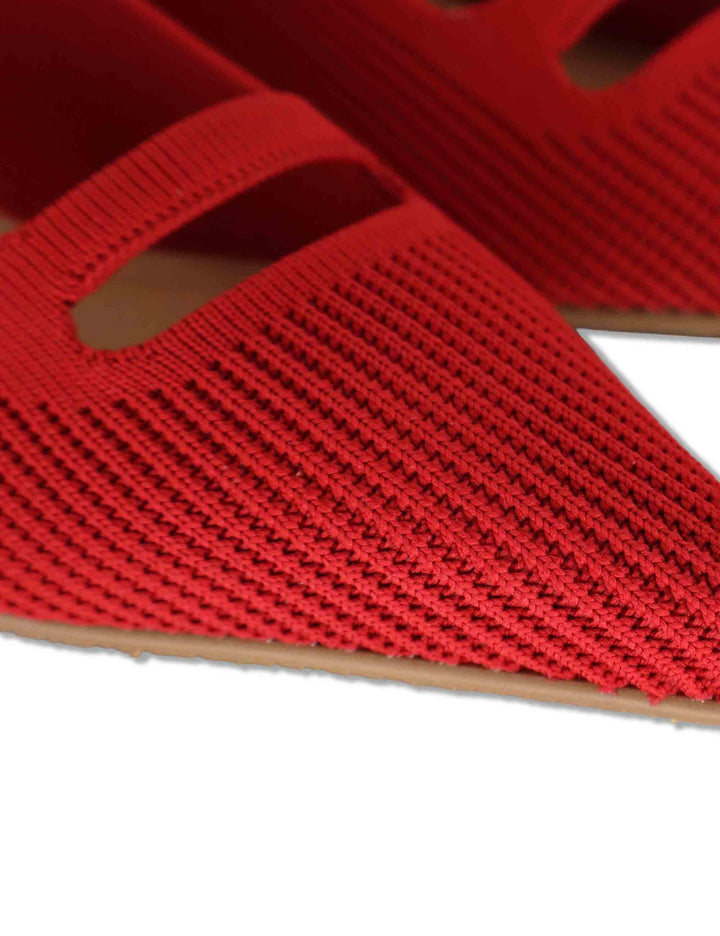 Decollete slingback in tessuto rosso con tacco basso e punta a punta 75034 65-02 Miss Elastic 