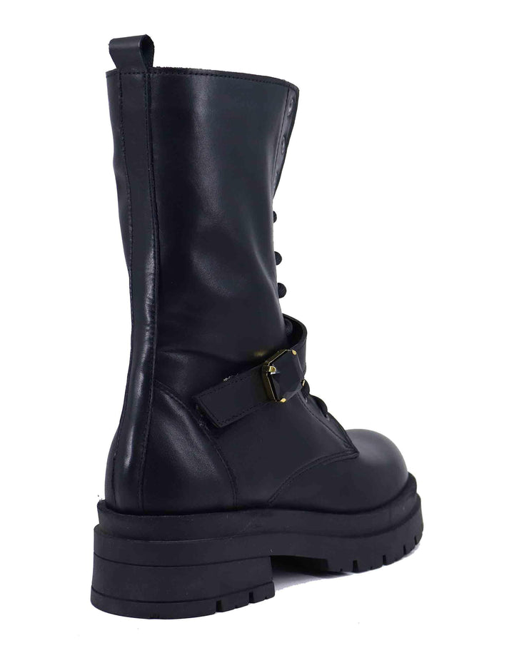 Stivaletti donna stringati in pelle nera CHARLOTTE 7 001 Spatarella 