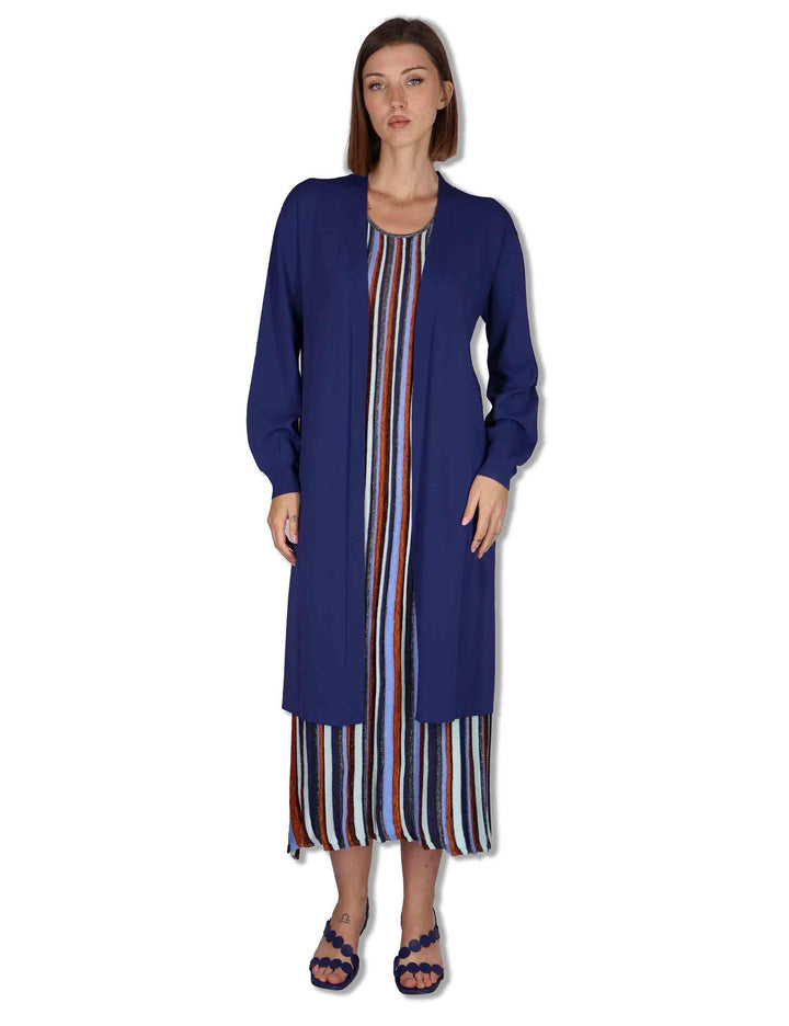 Cardigan lungo donna Viscose Fresh in monocolore blu JN370877099 80043 Maliparmi 