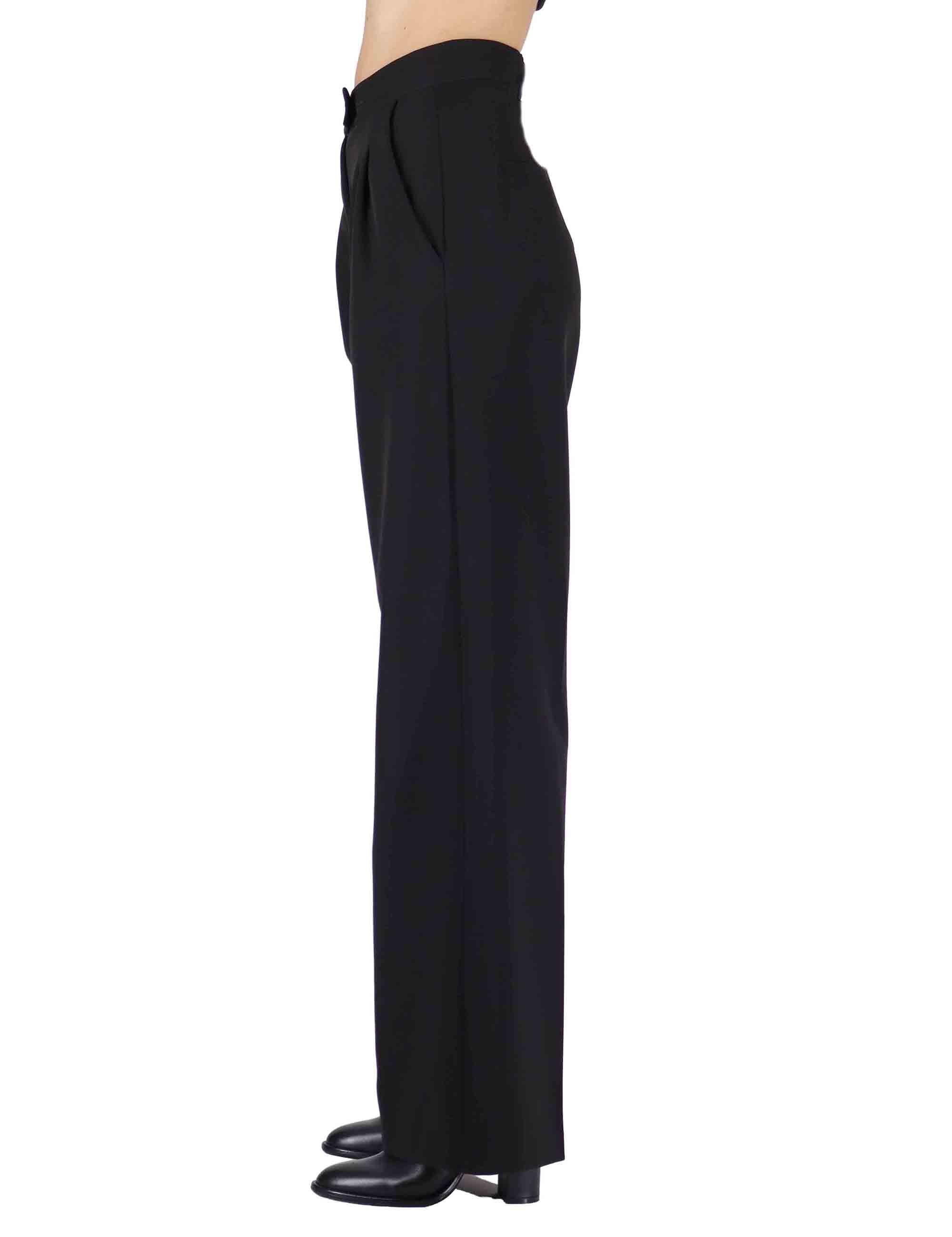 Pantaloni donna in viscosa naturale nera con pinces e gamba comoda OABPN0025-0509 9999 Justmine 