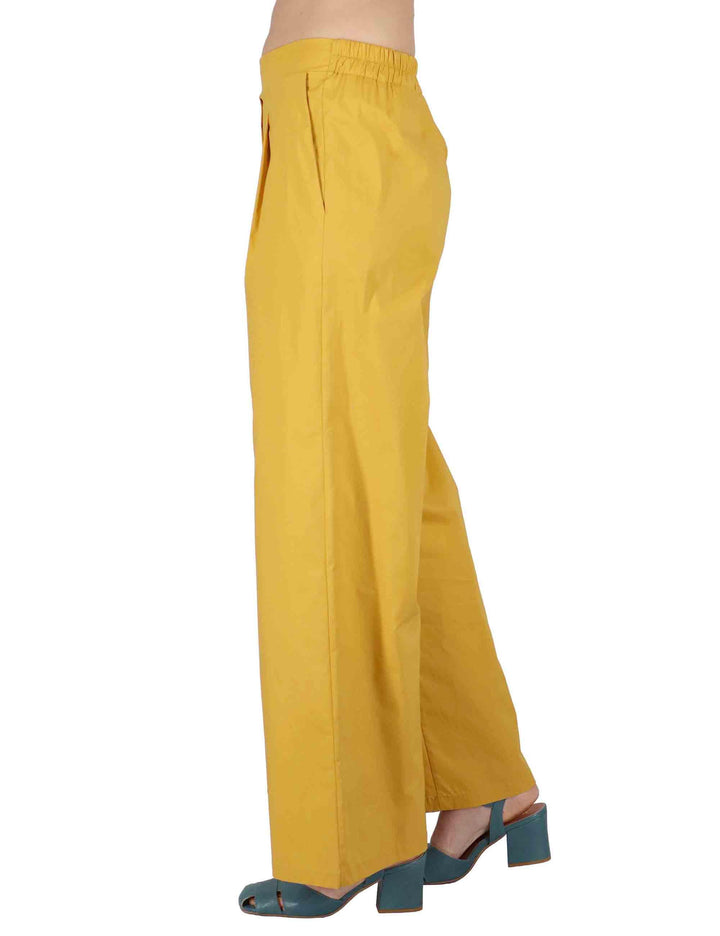 Pantaloni donna Fluid Pants in cotone stretch senape con pences JABPN0001-F1275-1240 1226 Justmine 
