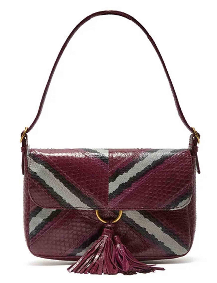 Borse donna Exotic Stripes in pelle viola con tracolla e nappine BF001301556 50B99 Maliparmi 