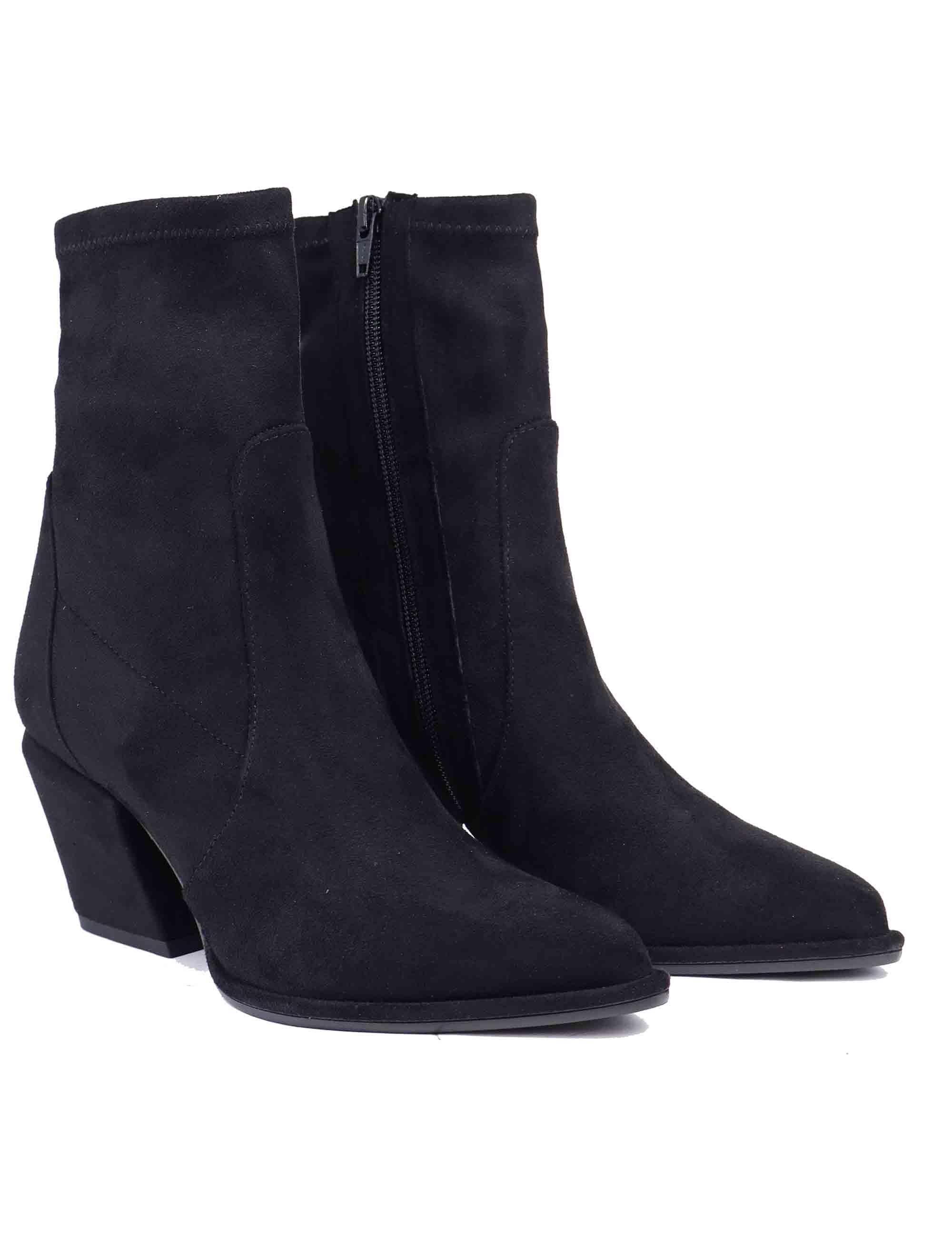 Stivaletti donna in alcantara nera con zip laterale SP1030 001 Spatarella 