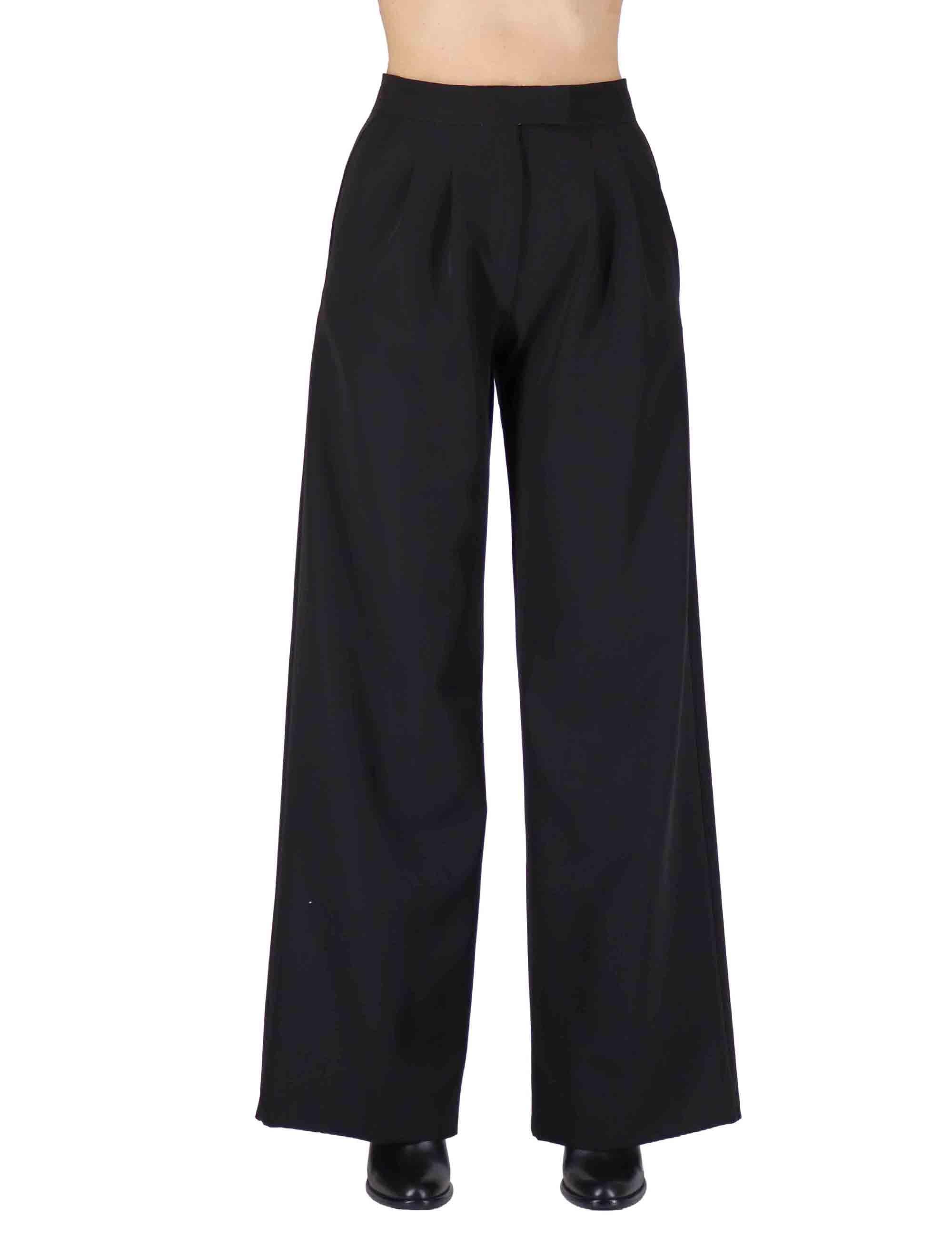 Pantaloni donna in viscosa naturale nera con pinces e gamba comoda OABPN0025-0509 9999 Justmine 