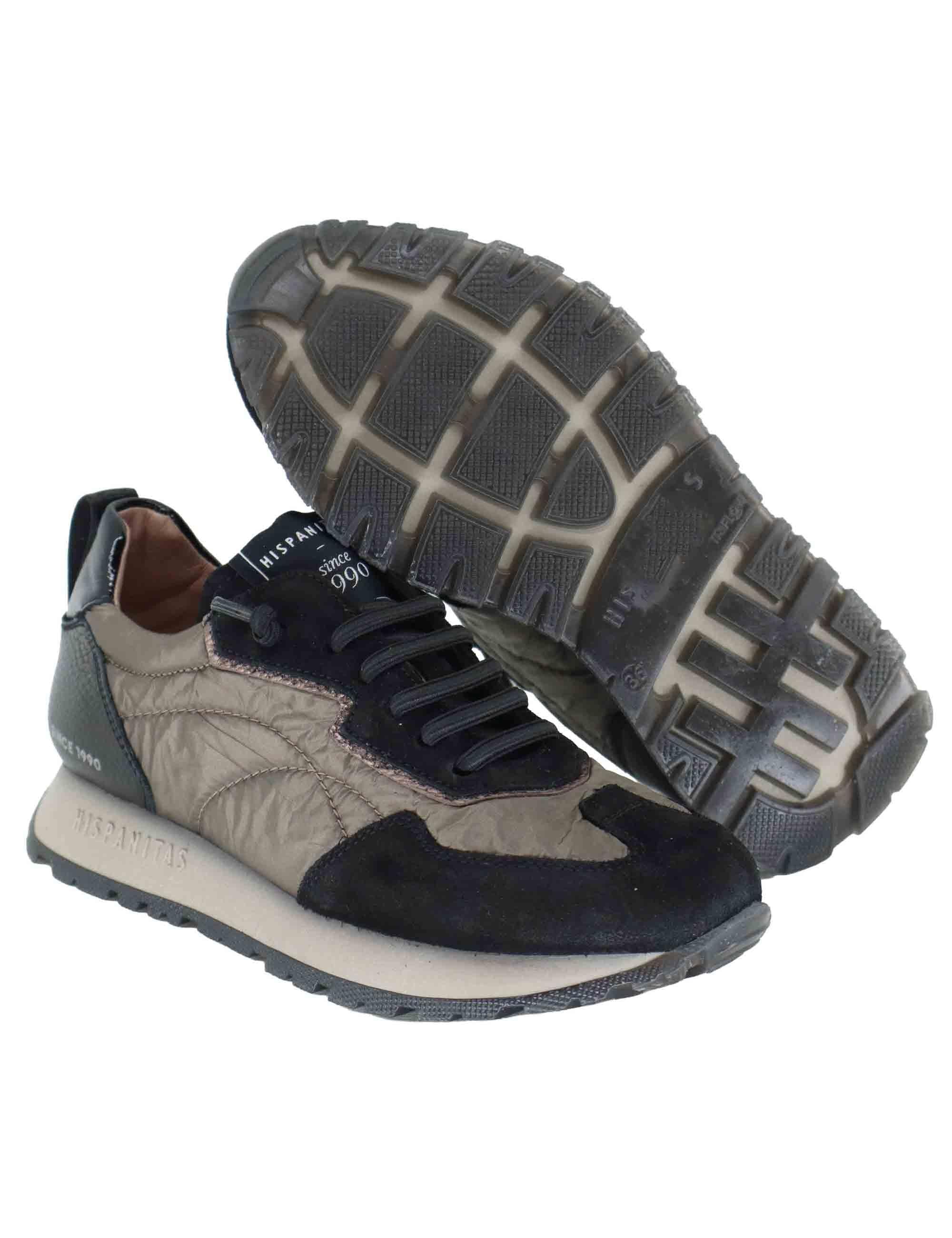 Sneakers donna in camoscio nero e tessuto con suola running HI254209 C002 Hispanitas 