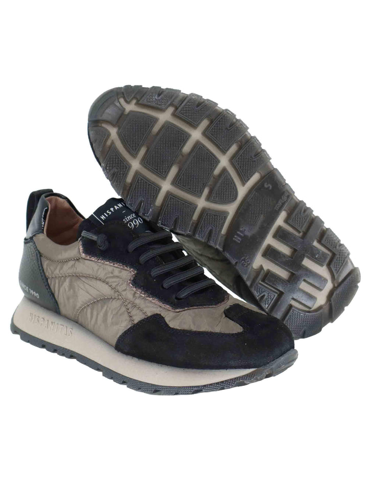 Sneakers donna in camoscio nero e tessuto con suola running HI254209 C002 Hispanitas 