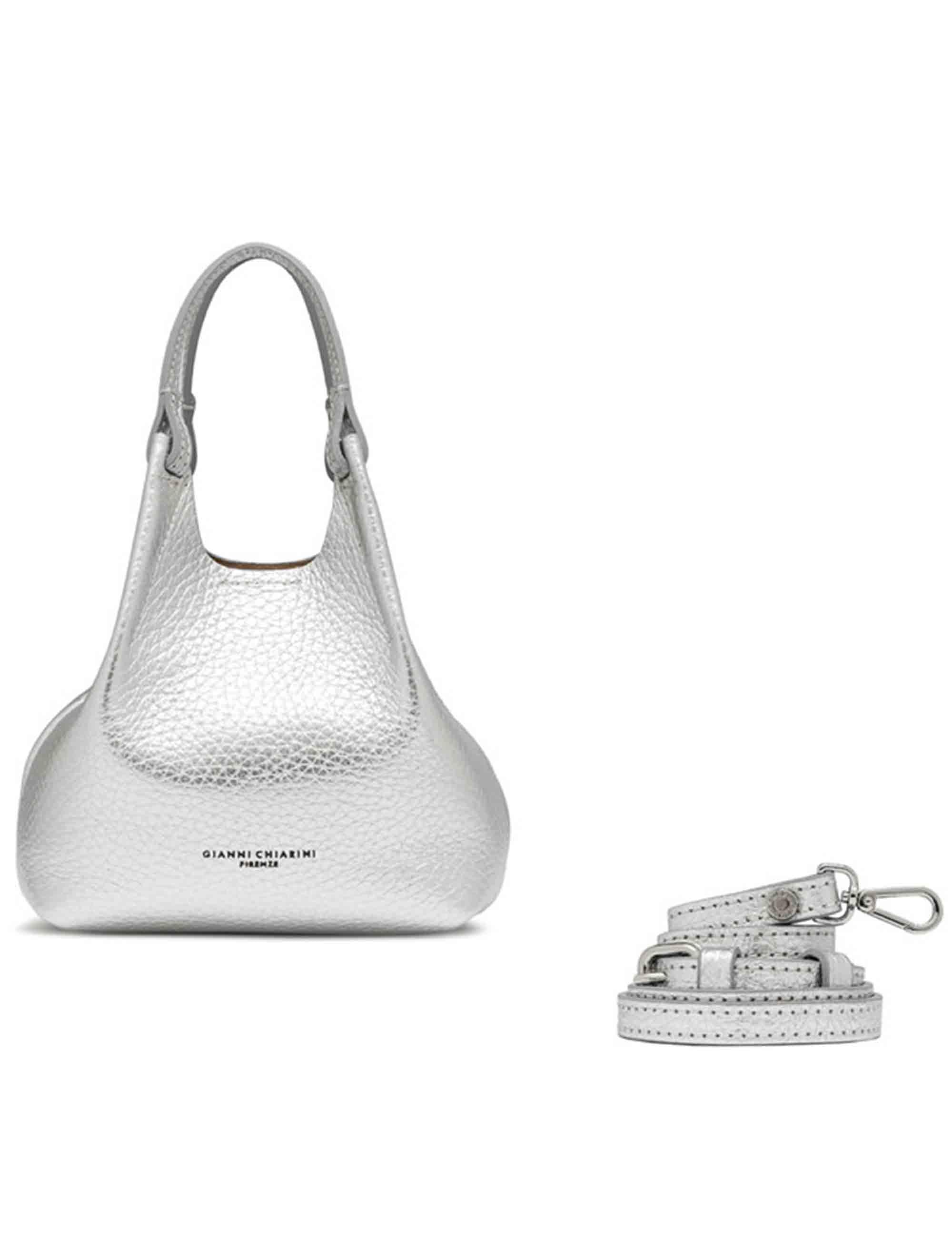 Borse donna Dua in pelle laminato argento con doppio manico e tracolla BS9718 RNGDBL T.U. 14369 Gianni Chiarini 