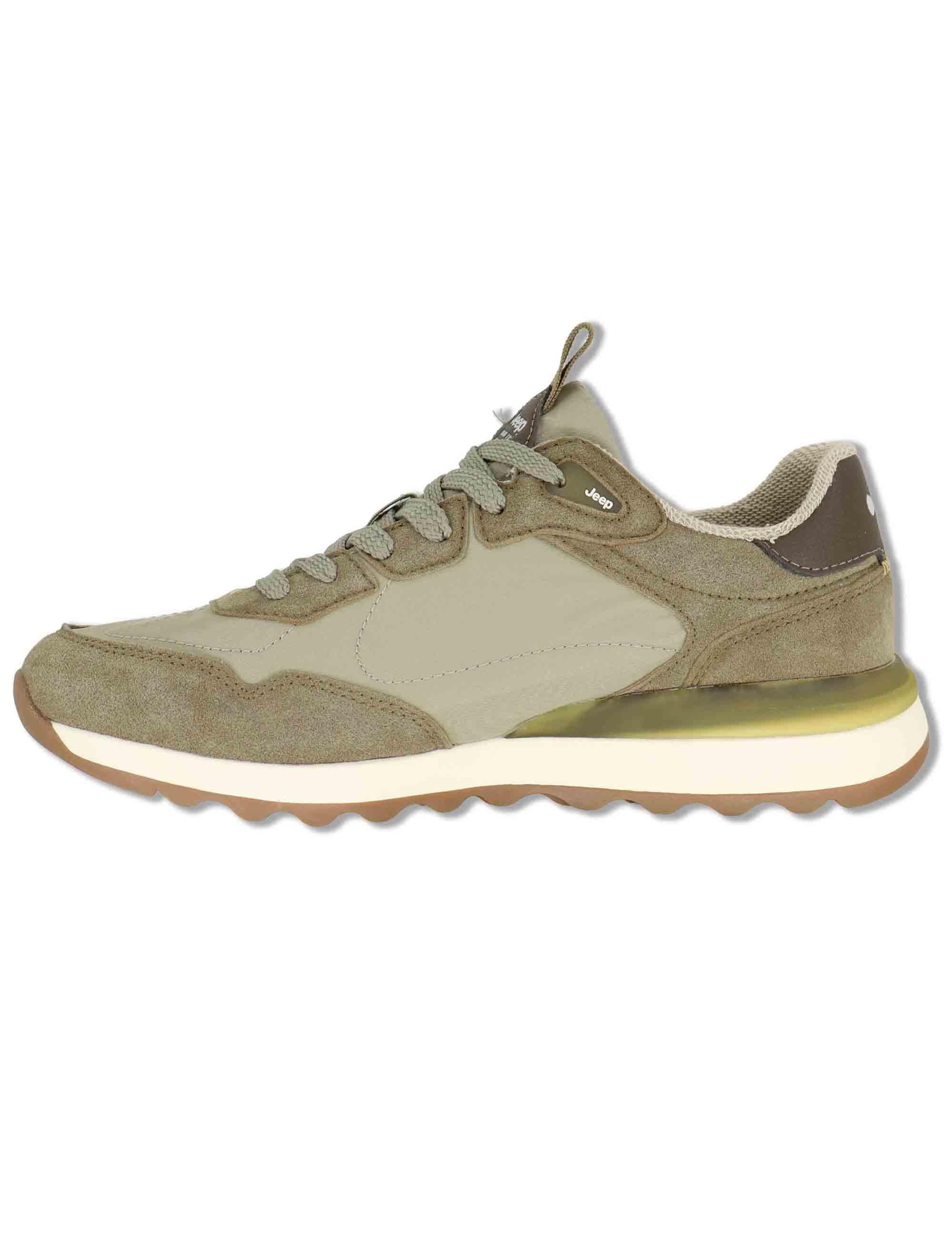Sneakers uomo Jara in pelle e nylon verde con suola leggera JM61020A 036 Jeep 