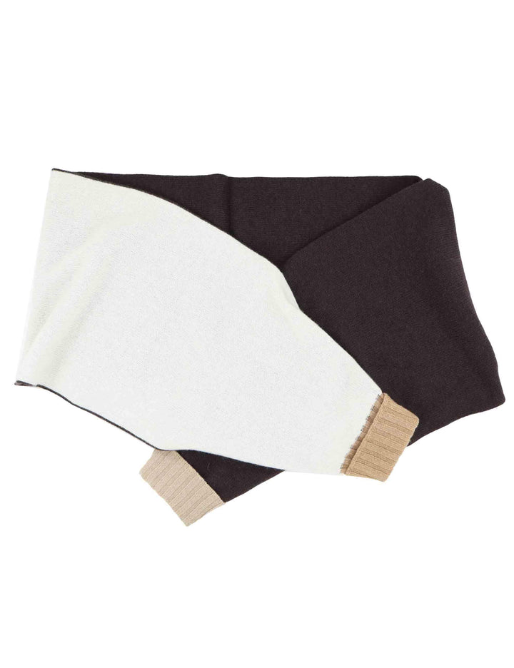 Sciarpe donna in lana bianca e marrone con polsini a contrasto EE794 12046 1 BARBIERI 1945 