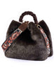 CORAL A06 Women's Black Eco Fur Bucket Bag with Shoulder Strap