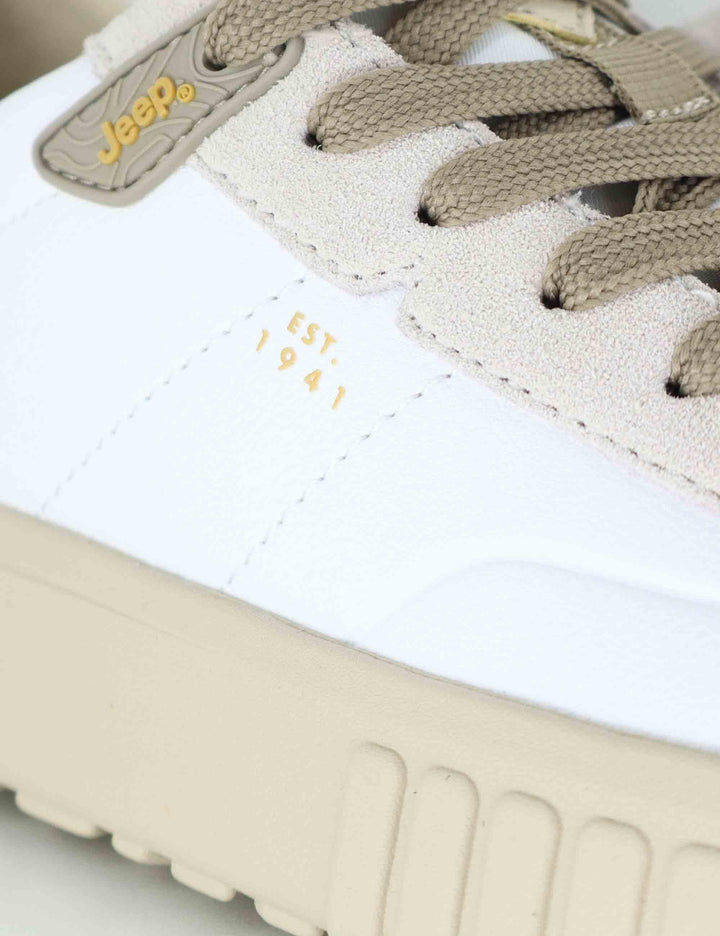 Sneakers uomo Rock White in pelle bianca con suola leggera JM52091A 051 Jeep 