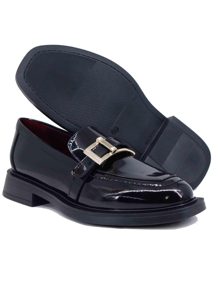 Mocassini donna in vernice nera tacco basso CARLA 02 001 Lorenzo Mari 
