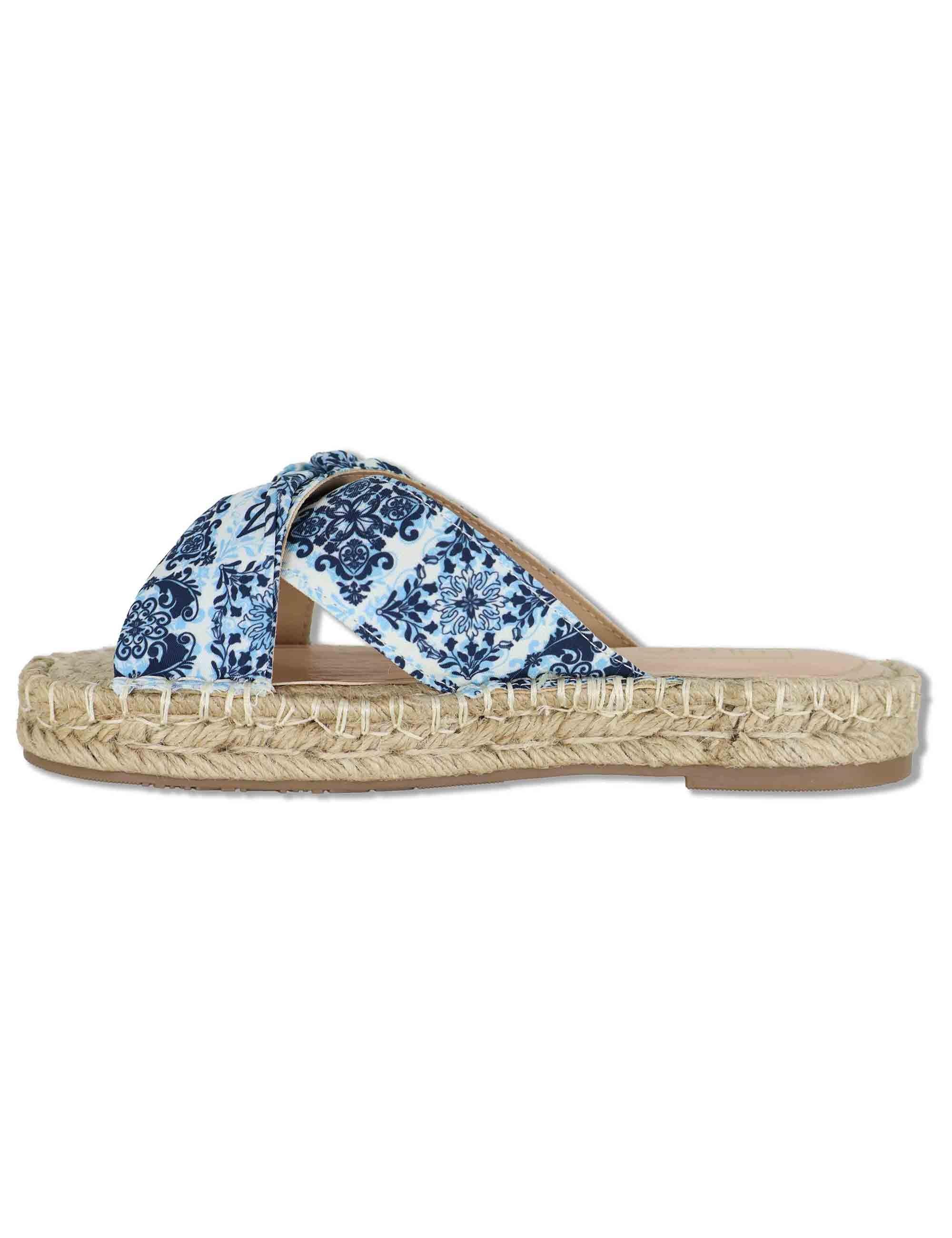 Sandali donna espadrillas in tessuto bianco a fantasia con incrocio e fiocco PAROS 03 CAPRI Liu-Jo 