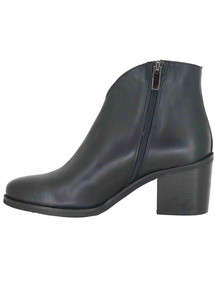 Stivaletti donna in pelle nera con tacco medio in cuoio SERENA 1 001 Tattoo 