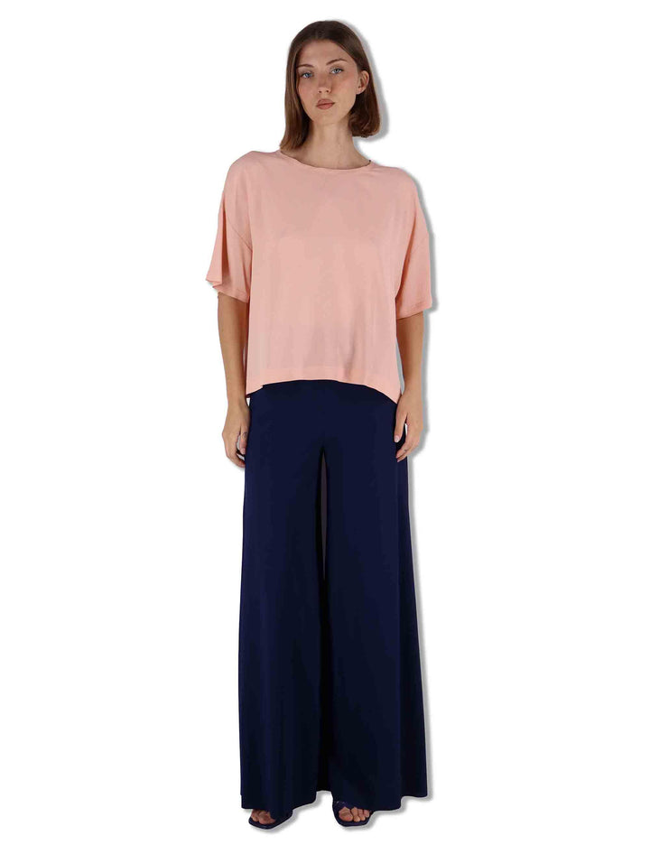 Camicie donna Fluid Crepe in misto seta rosa maniche a 3/4 JM440050672 32001 Maliparmi 