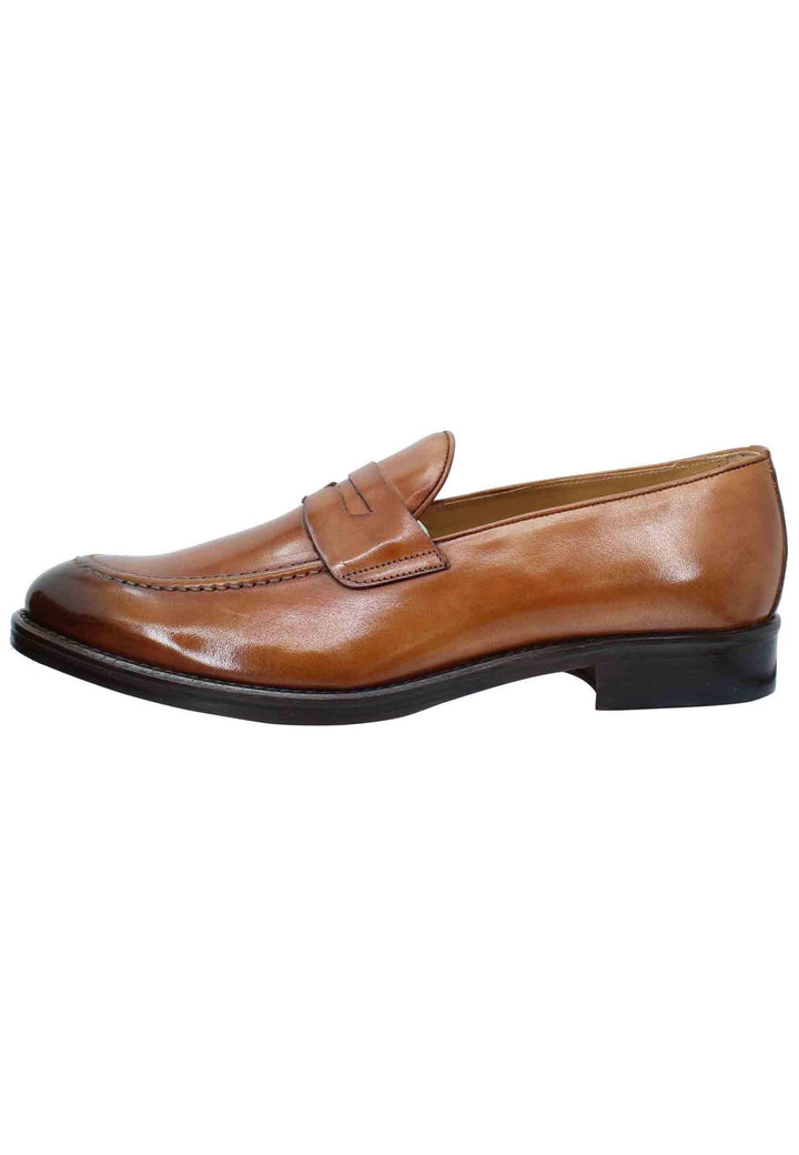 Mocassini uomo in pelle cuoio con punta affusolata e suola in cuoio 101 014 Spatarella 