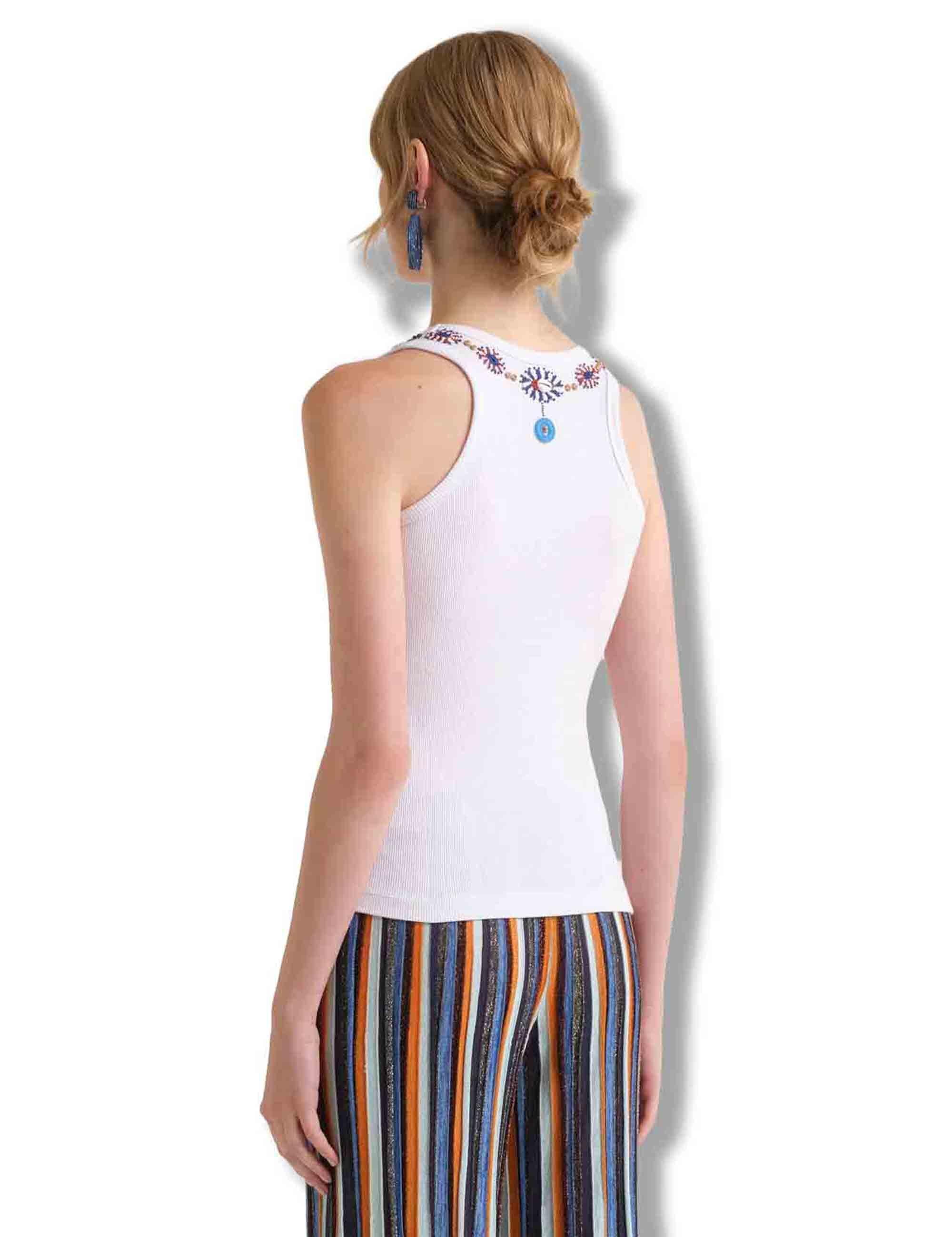 Top donna Oriental Embroidery in cotone blu con ricami JP552370669 D8094 Maliparmi 