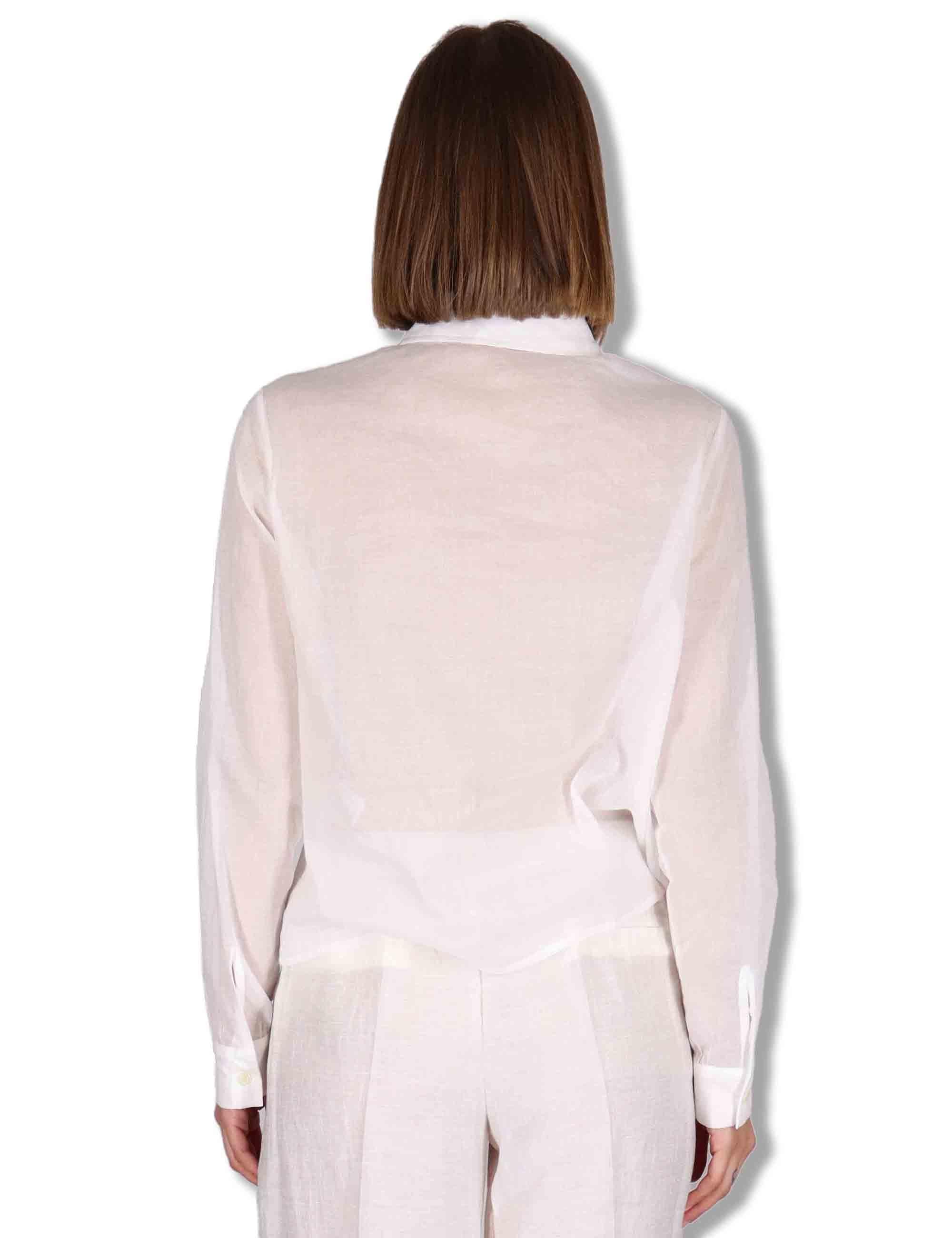 Camicie donna in puro cotone off white con tasconi e maniche lunghe JABCM0001-F1493-1230 85 Justmine 