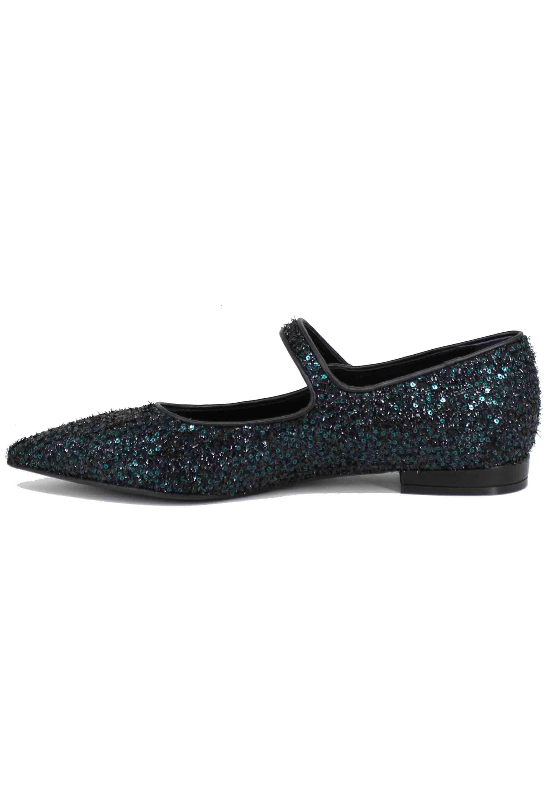 Ballerine donna in tessuto glitter verde 2029 002 illogica 