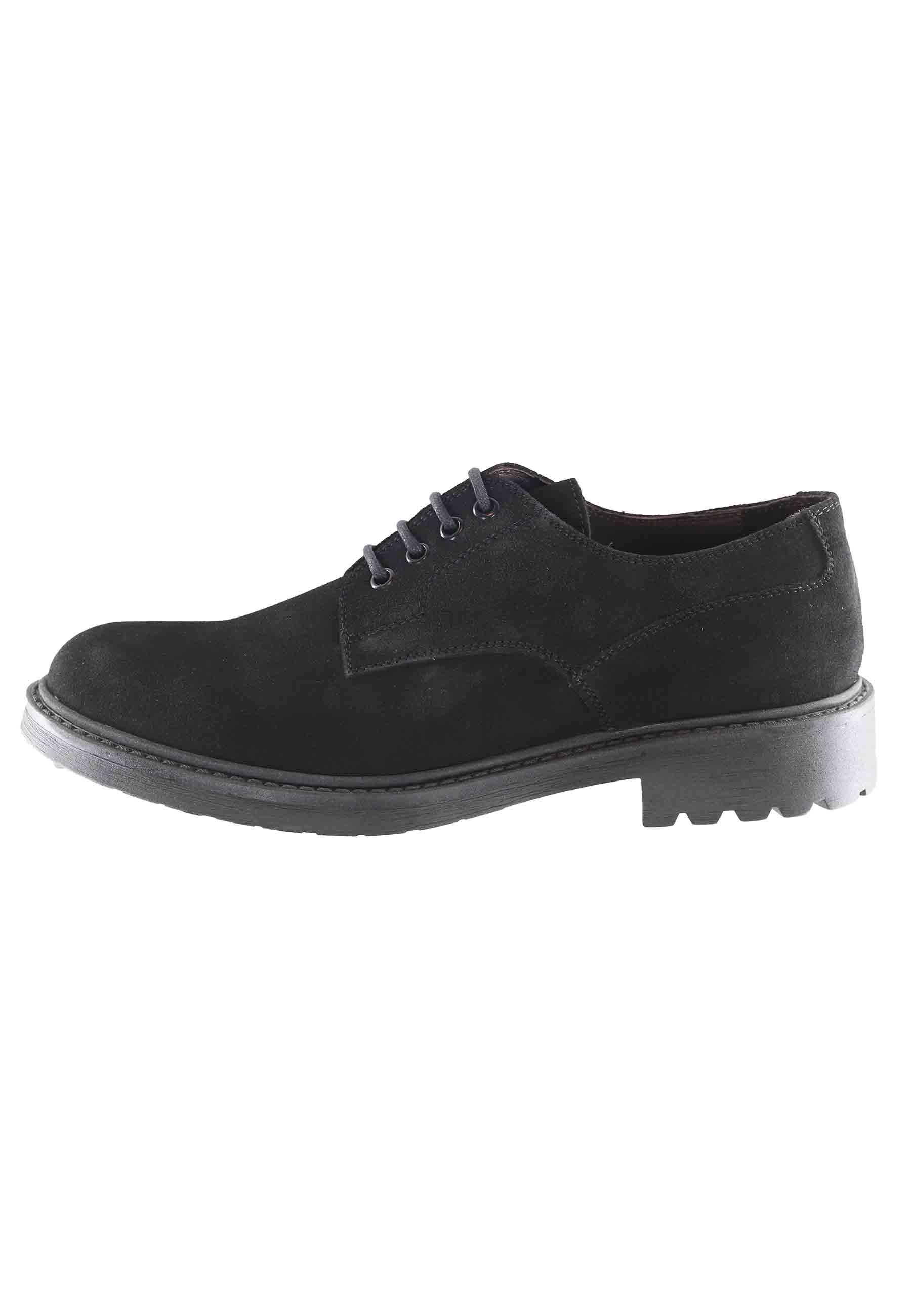 Stringate uomo in camoscio ingrassato nero con suola in gomma SP953 001 Spatarella 