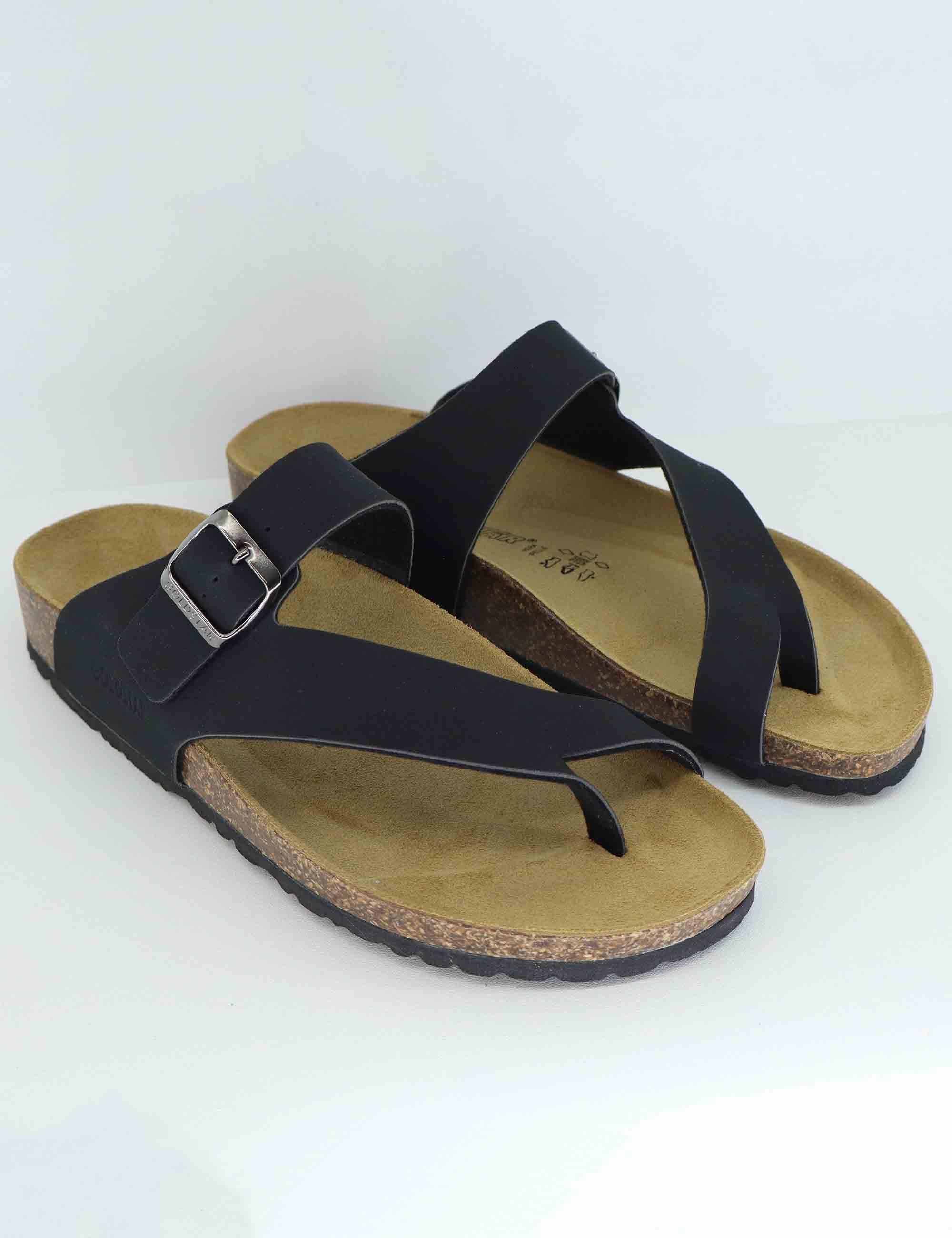 Sandali infradito uomo in pelle nera GS9904 001 Gold Star 