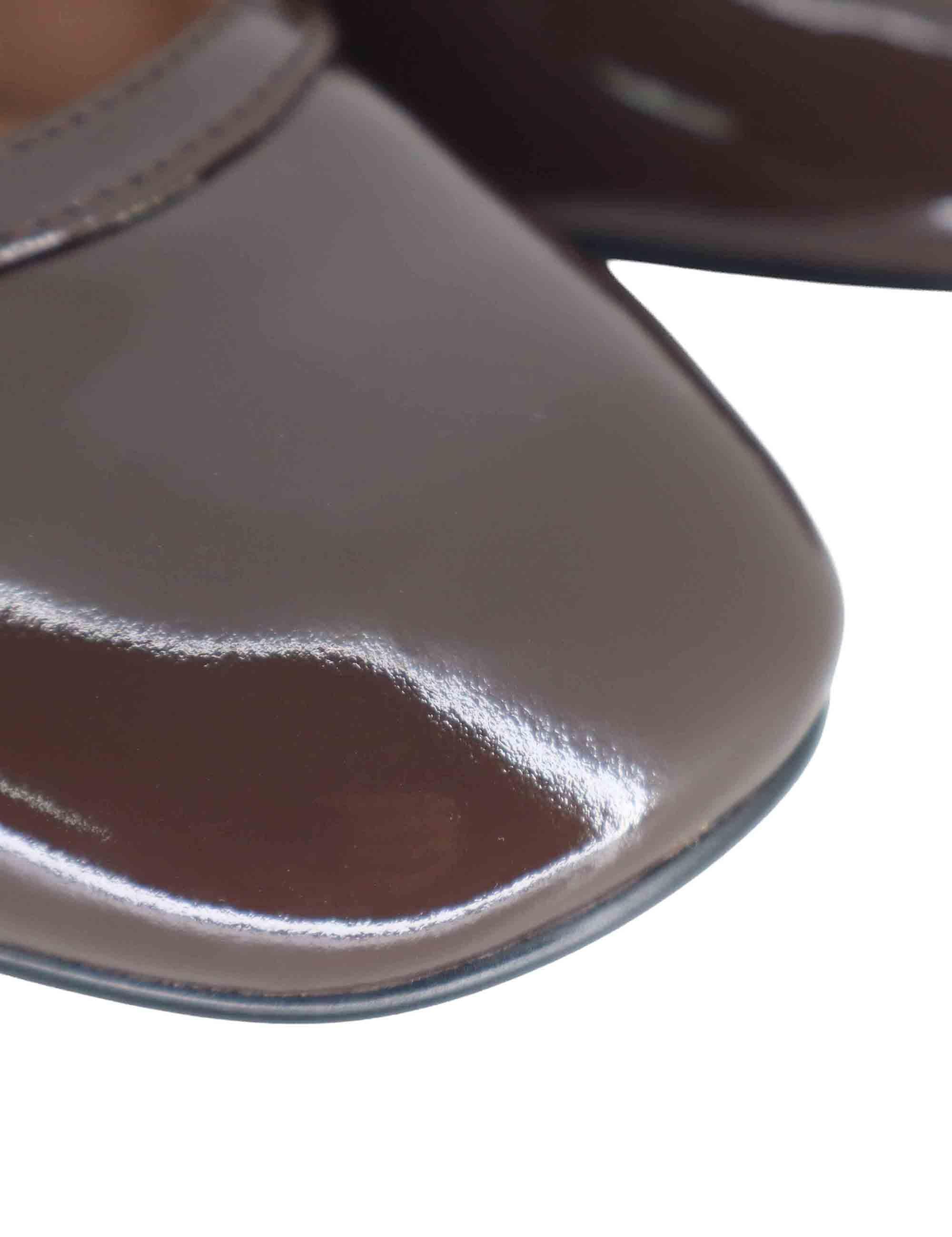 Decollete donna in vernice marrone con tacco alto e doppio cinturino 633Z21VK 90 Bibi Lou 