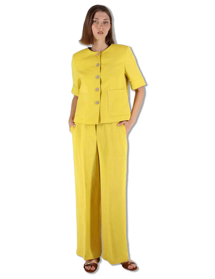 Giacche donna Timeless Linen in lino giallo con maniche 3/4 JD648140106 70008 Maliparmi 