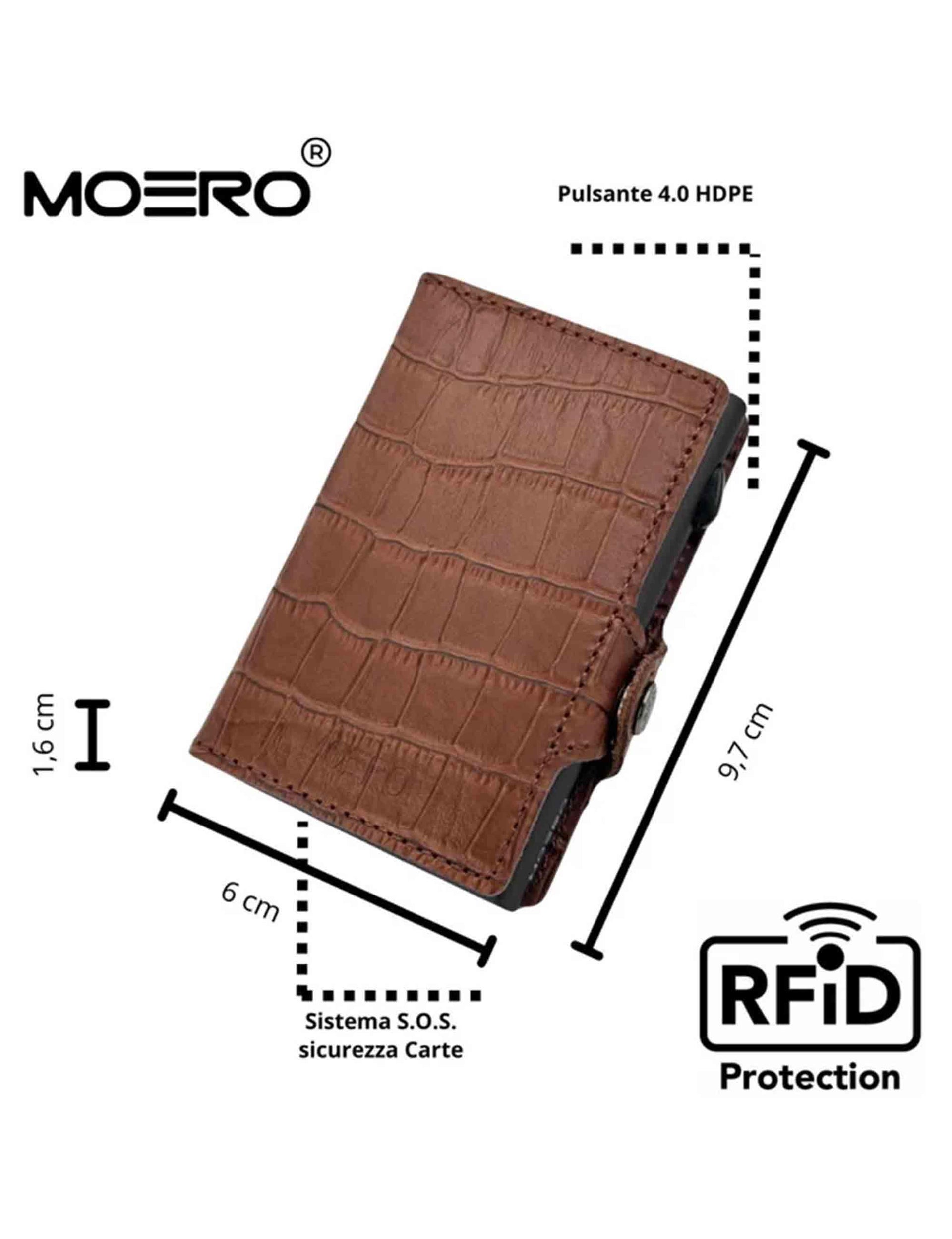 Portatessere in pelle cocco marrone COCCO BROWNCLASSIC Moero 