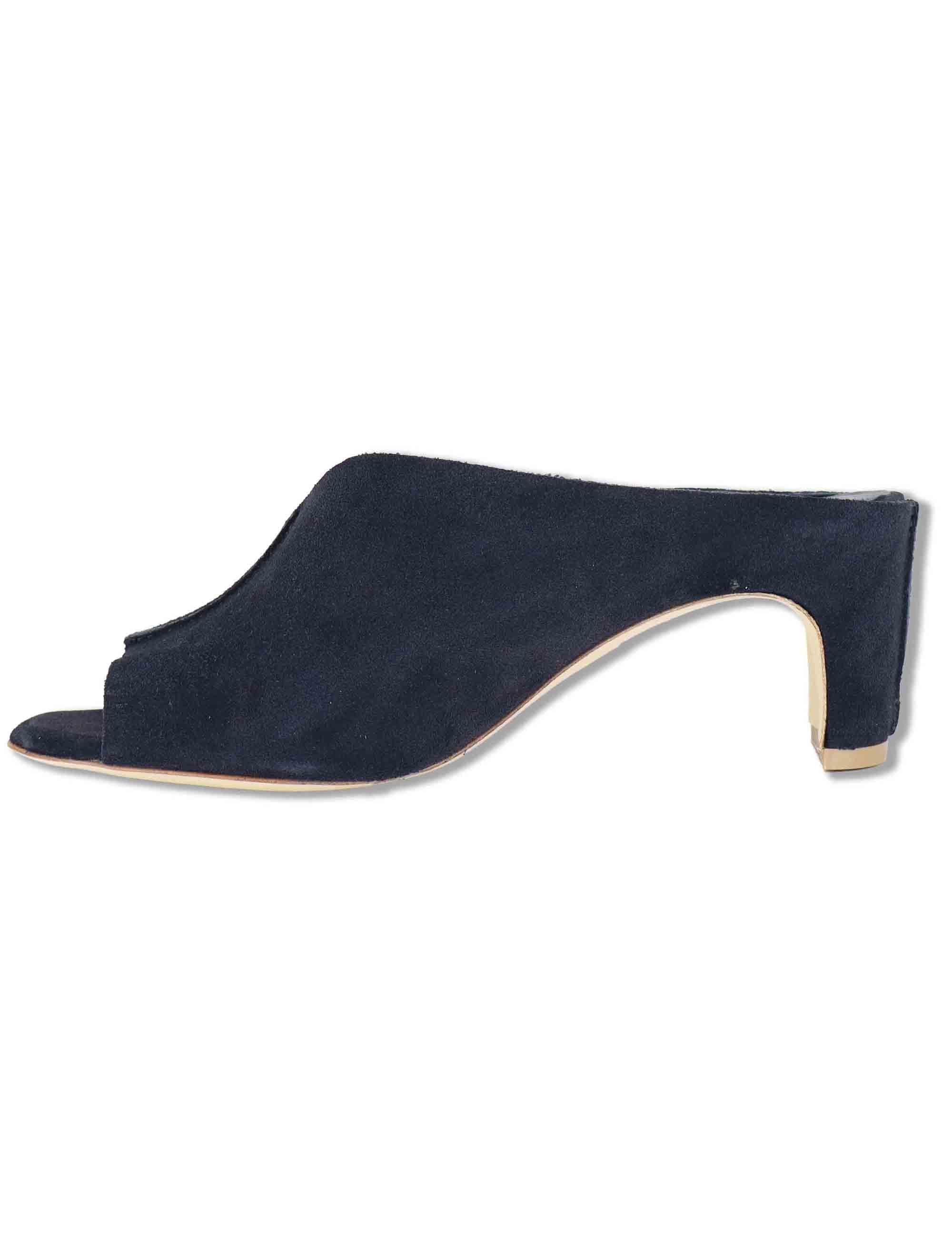 Sandali donna in camoscio blu senza cinturini con punta quadra DS2677/SR 002 L'Arianna 