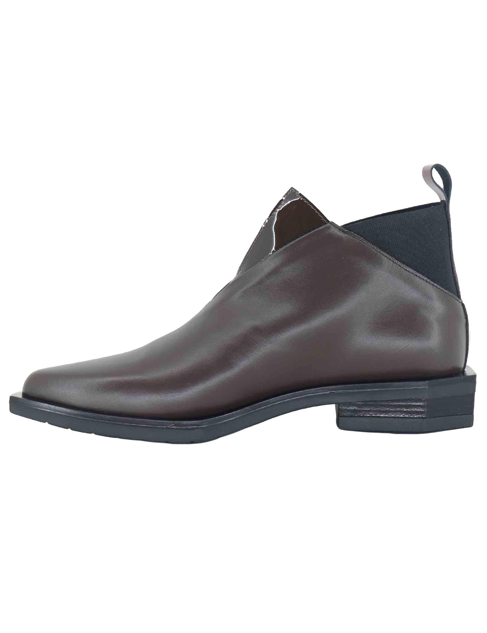 Stivaletti donna in pelle nera e marrone tacco basso G36A 5 Le Bohemien 