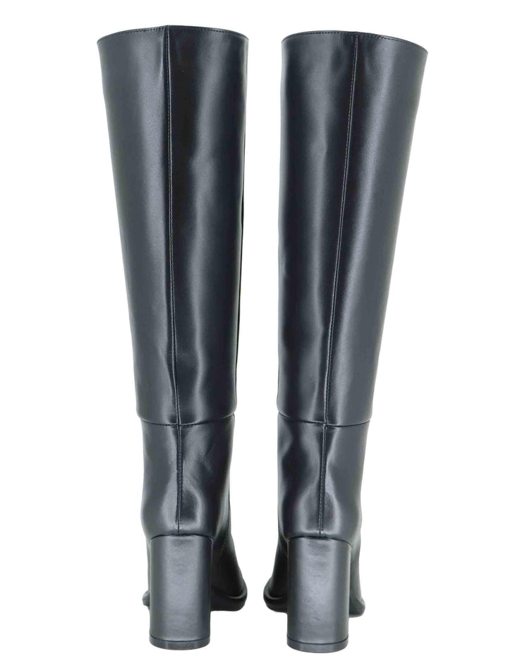 Stivali donna a tubo in pelle nera tacco alto R2461 001 Bianca Di 