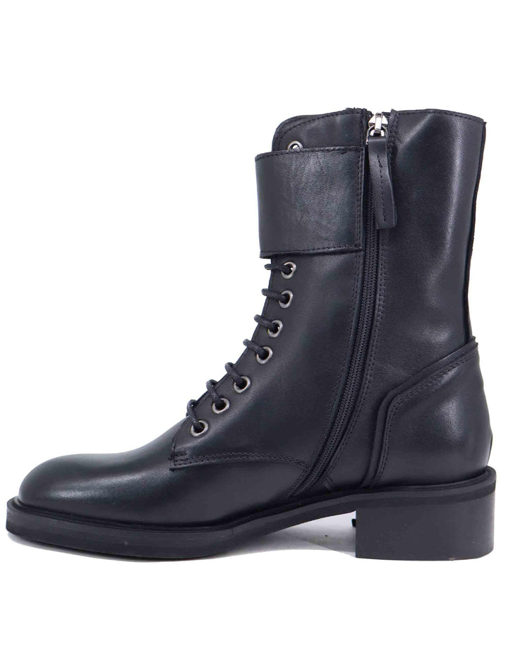 Stivaletti stringati donna in pelle nera tacco basso SPTRPR5055 001 Spatarella 