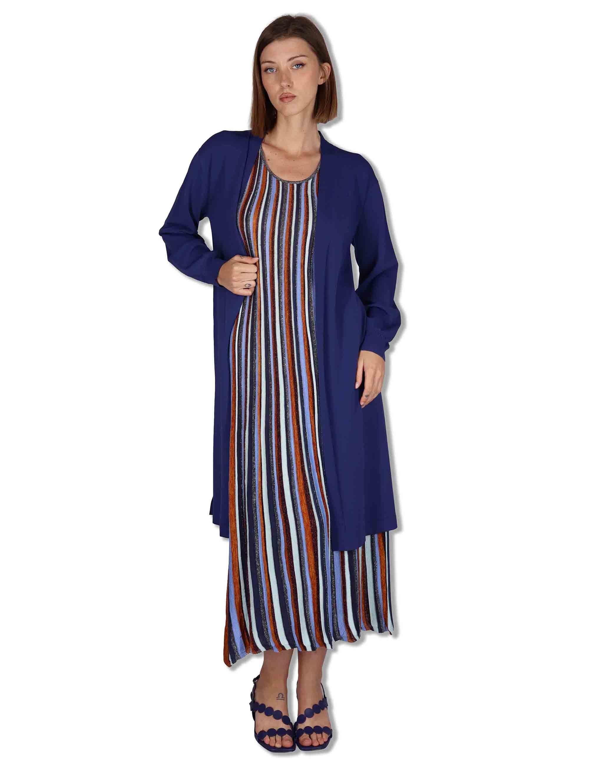 Cardigan lungo donna Viscose Fresh in monocolore blu JN370877099 80043 Maliparmi 