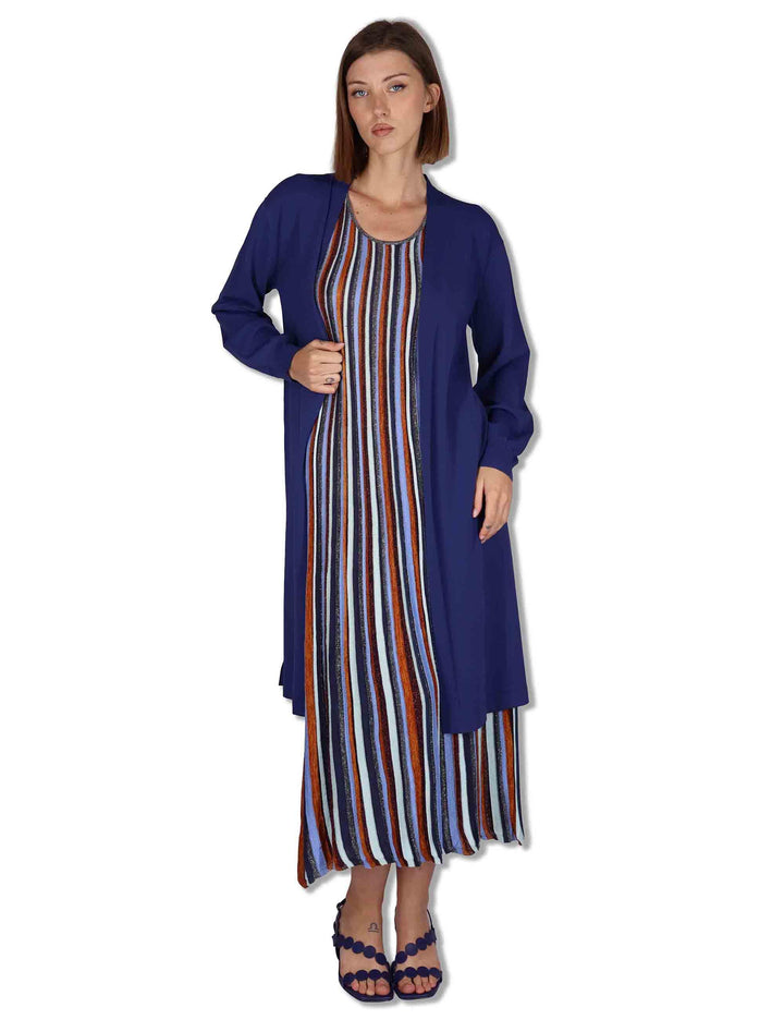 Cardigan lungo donna Viscose Fresh in monocolore blu JN370877099 80043 Maliparmi 